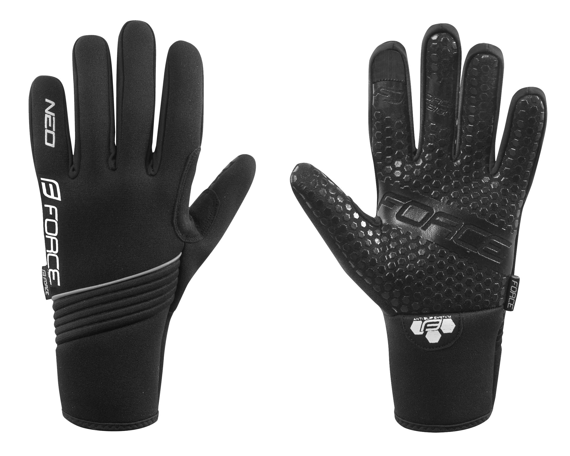 rukavice neoprén FORCE NEO, černé Velikost: XL