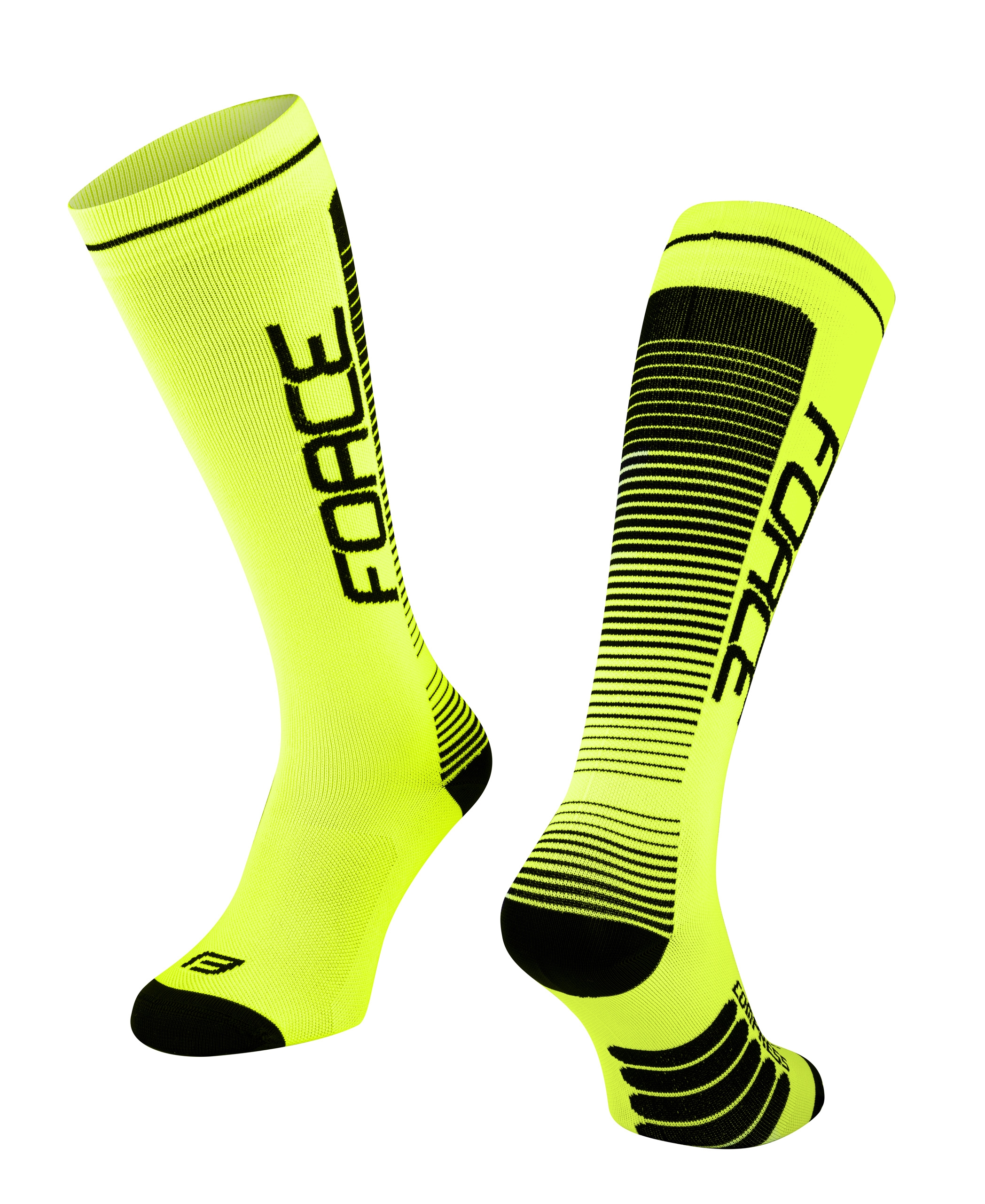 FORCE ponožky F COMPRESS, fluo-černé S-M/36-41 Velikost: S-M