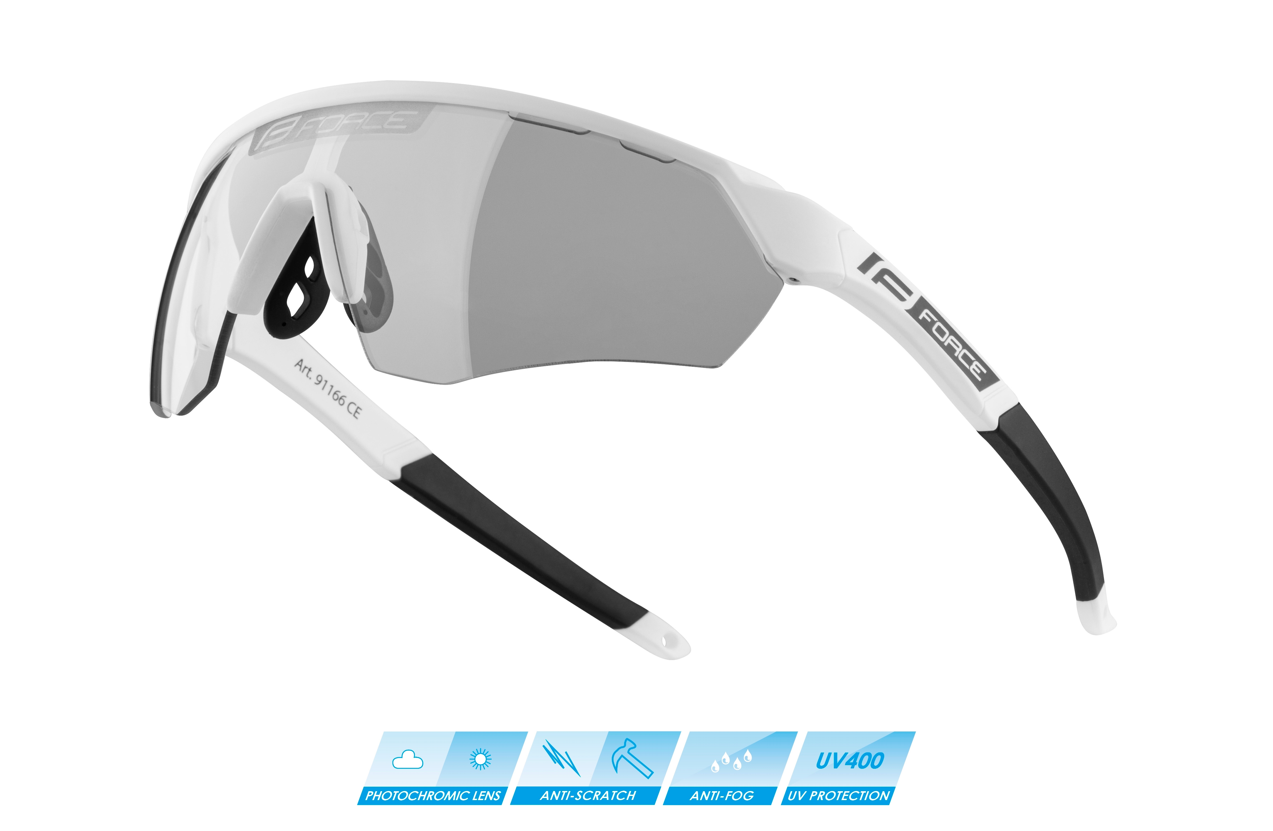brýle FORCE ENIGMA bílé mat., fotochromatické sklo varianta: barva: bílá, skla: fotochromatická, určení: cyklistické, Řada: Black line