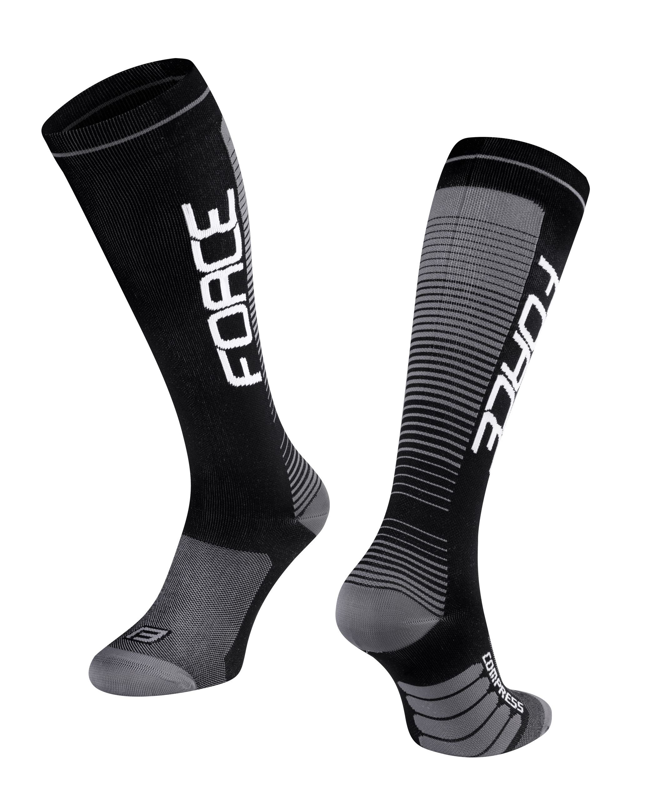 FORCE ponožky F COMPRESS, černo-šedé S-M/36-41 Velikost: XXS-XS