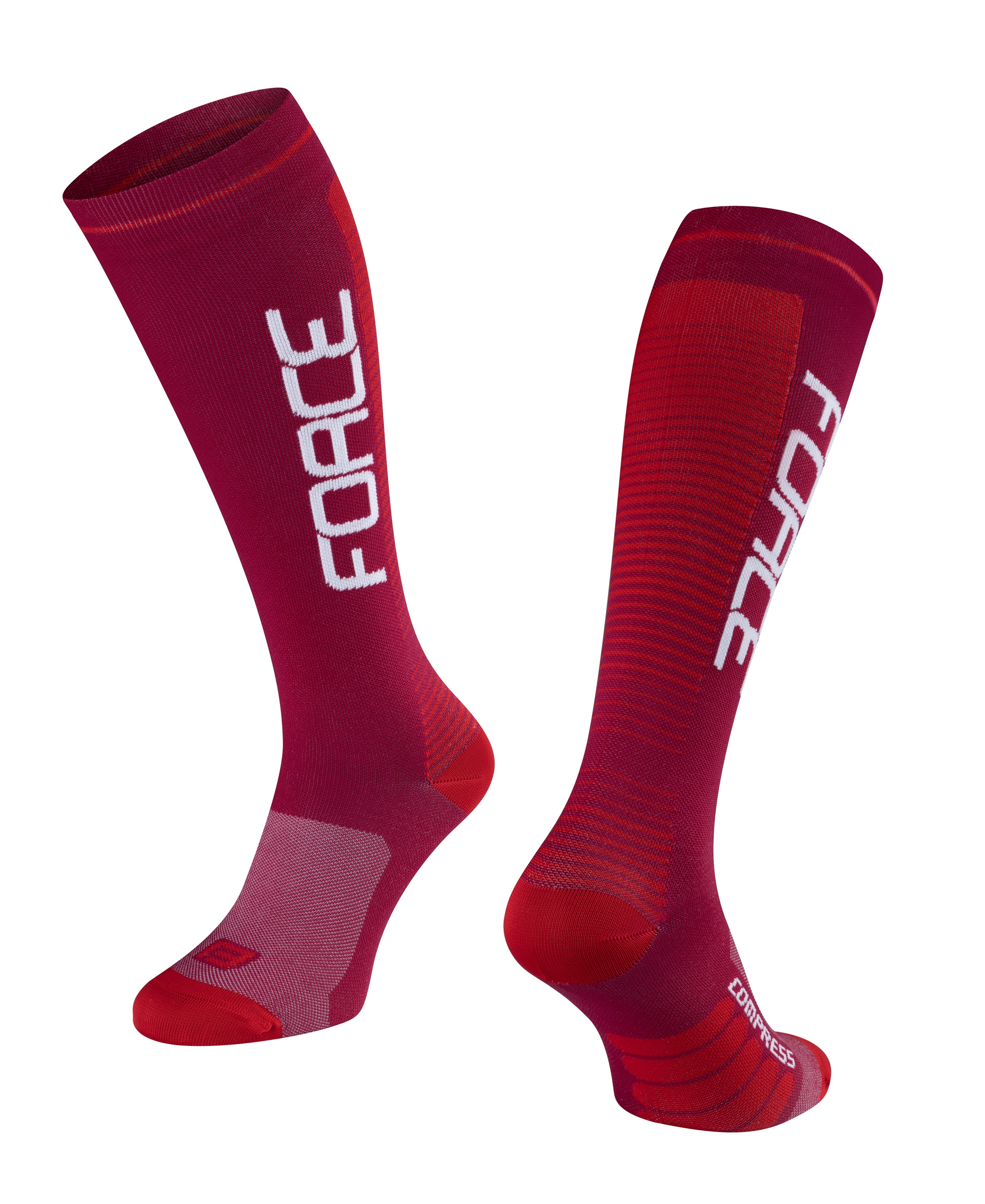 FORCE ponožky F COMPRESS, bordó-červené S-M/36-41 Velikost: L-XL