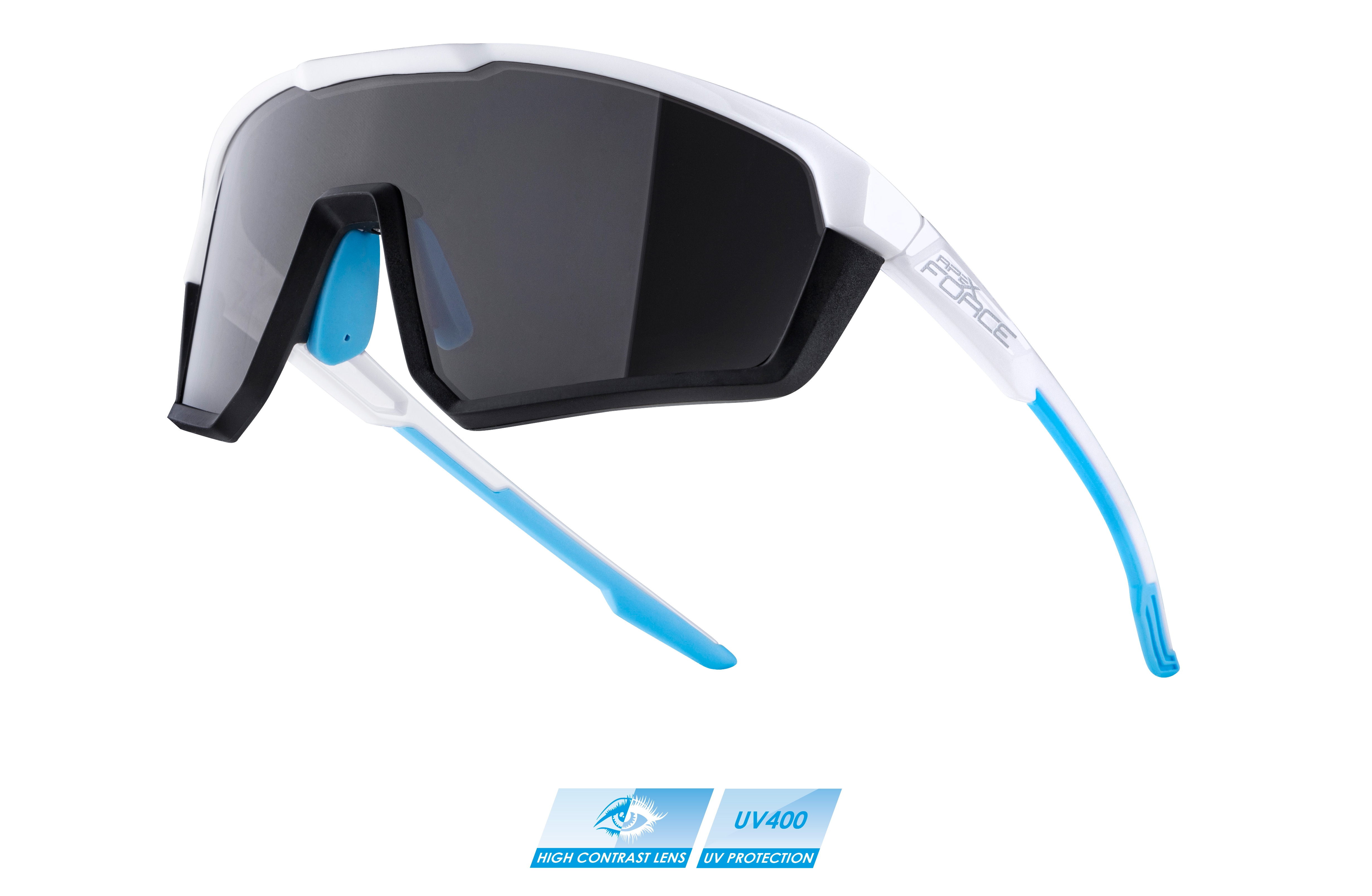 brýle FORCE APEX, bílo-šedé, černé kontrastní sklo varianta: barva: šedá, skla: kontrastní, určení: cyklistické, Řada: Black line