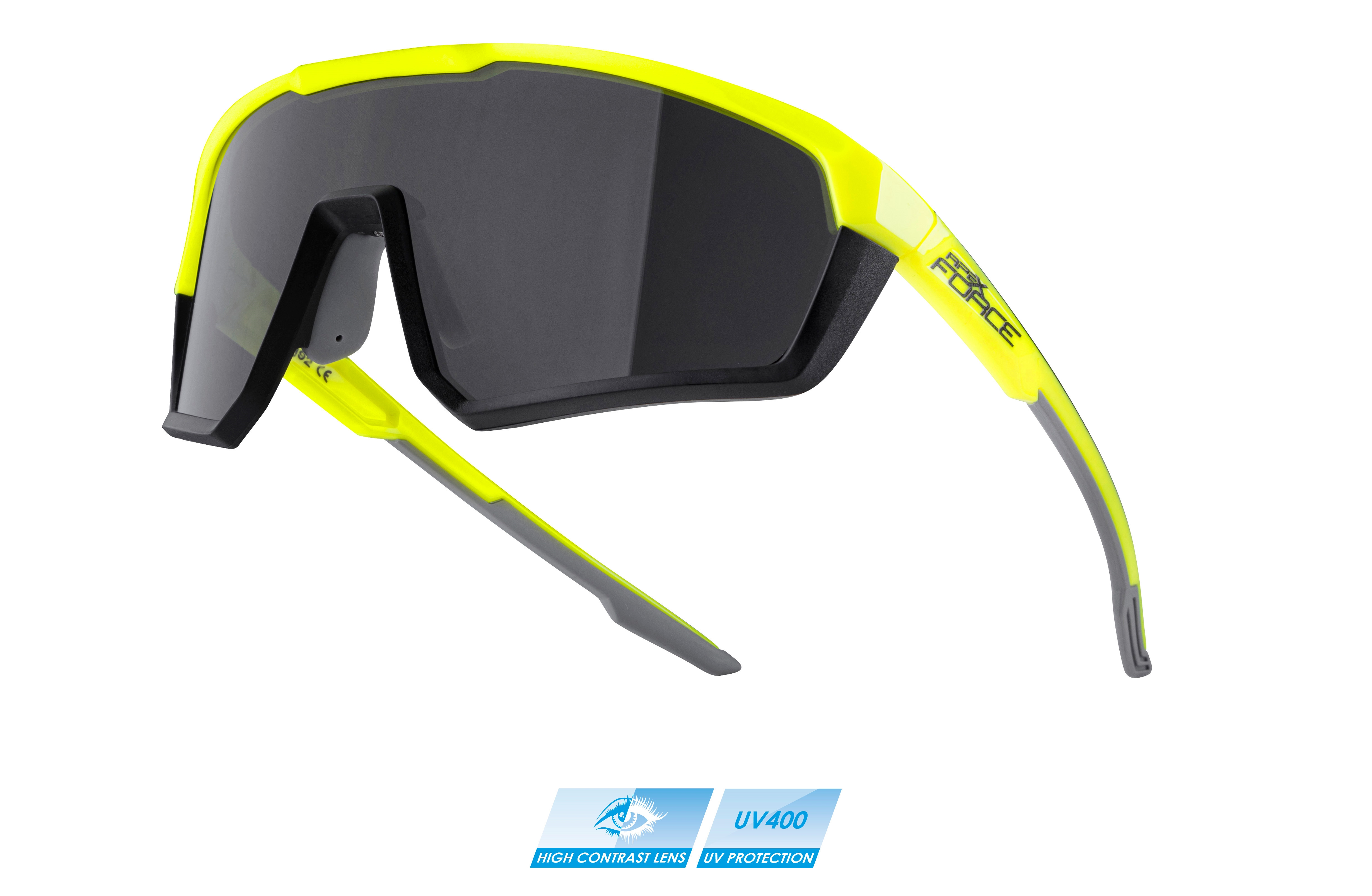 brýle FORCE APEX, fluo-černé,černé kontrastní sklo varianta: barva: fluo, skla: kontrastní, určení: cyklistické, Řada: Black line