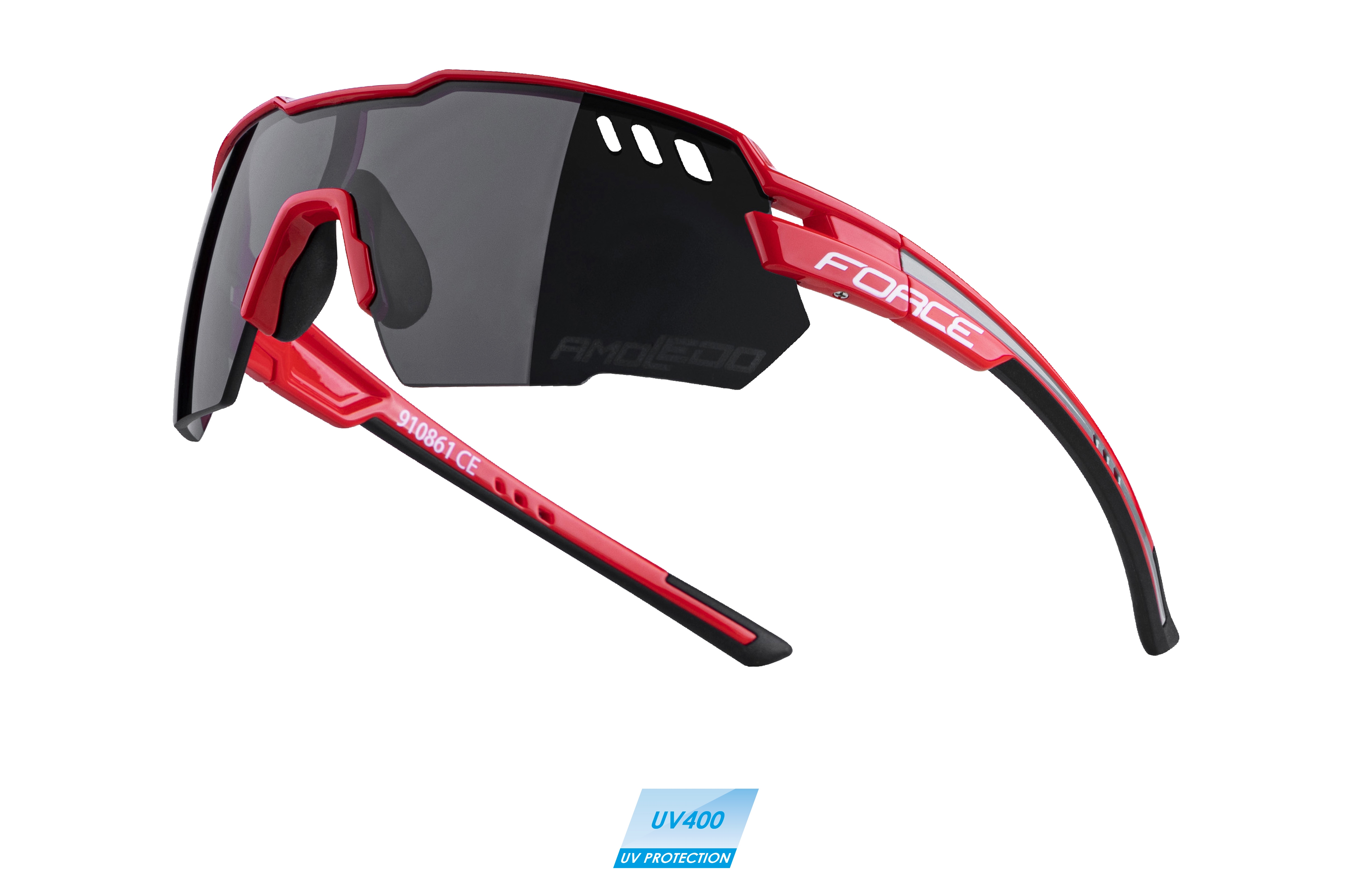 brýle FORCE AMOLEDO, červeno-šedé, černé sklo varianta: barva: červená, skla: polykarbonátová, určení: cyklistické, Řada: Black line