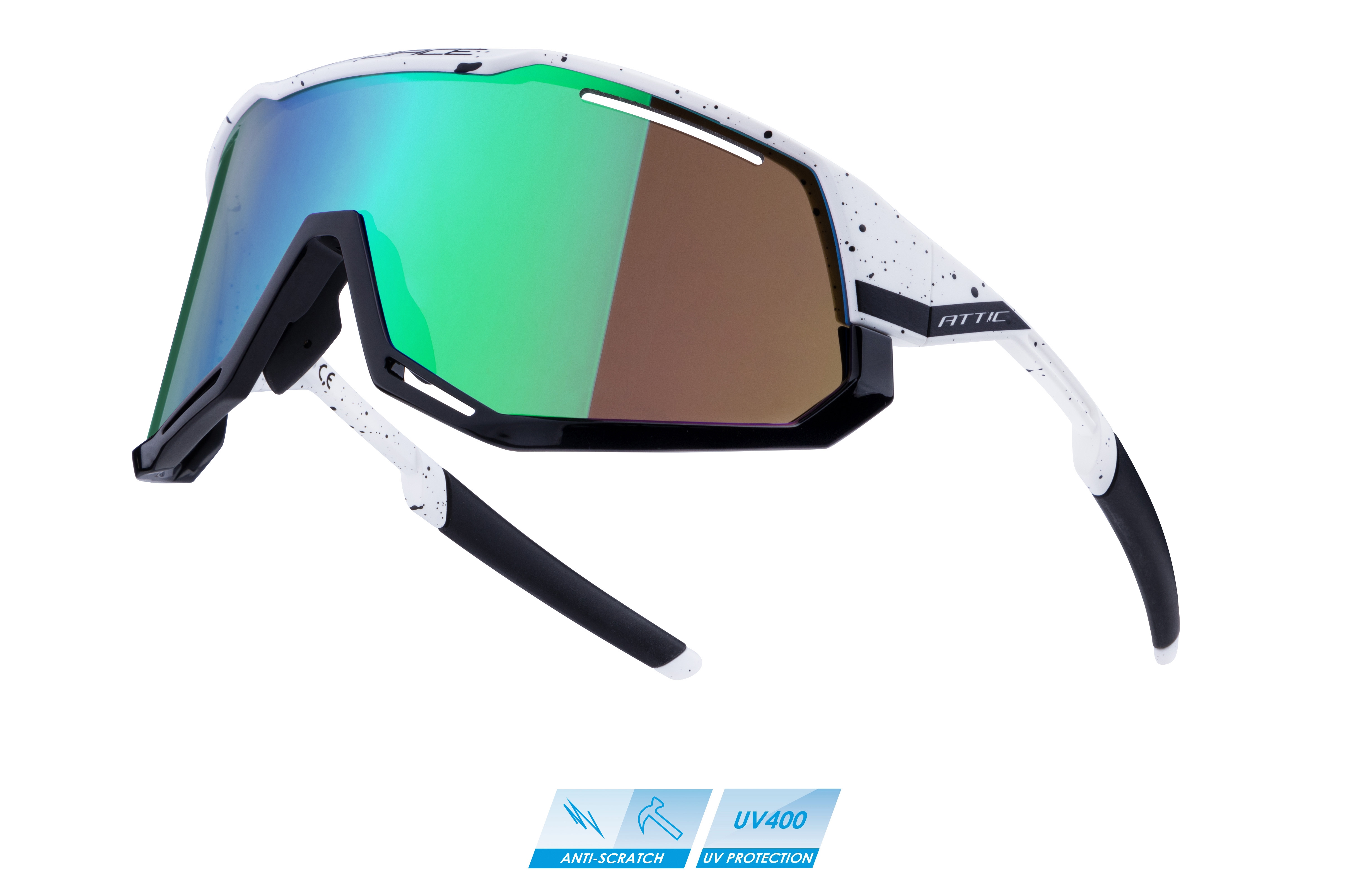 brýle FORCE ATTIC bílo-černé, zelené kontrast.sklo varianta: barva: černá, skla: kontrastní, určení: cyklistické, Řada: Black line