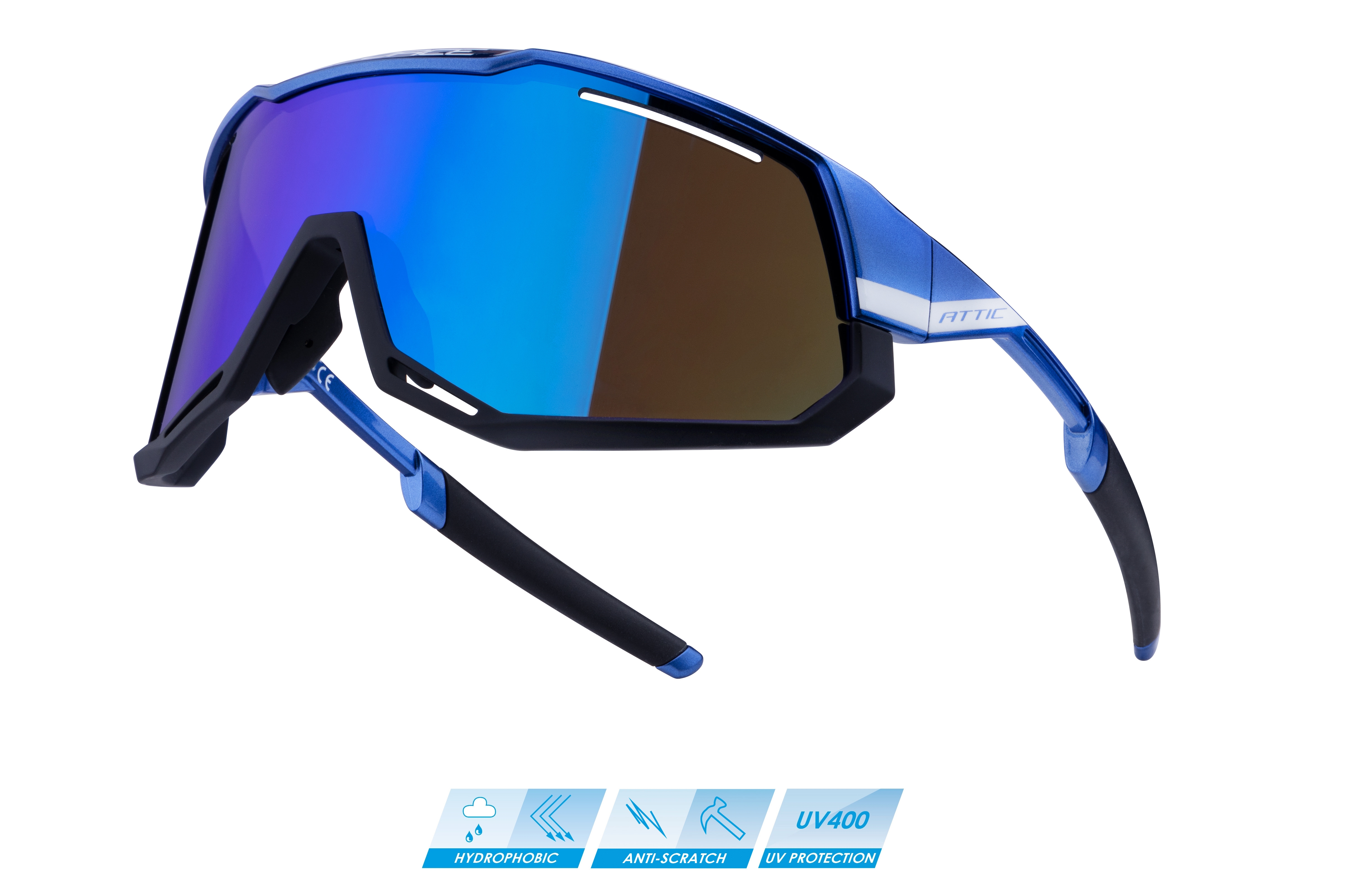 brýle FORCE ATTIC fial.-modré,modré zrc. sklo určení: cyklistické, skla: polykarbonátová, Řada: Black line