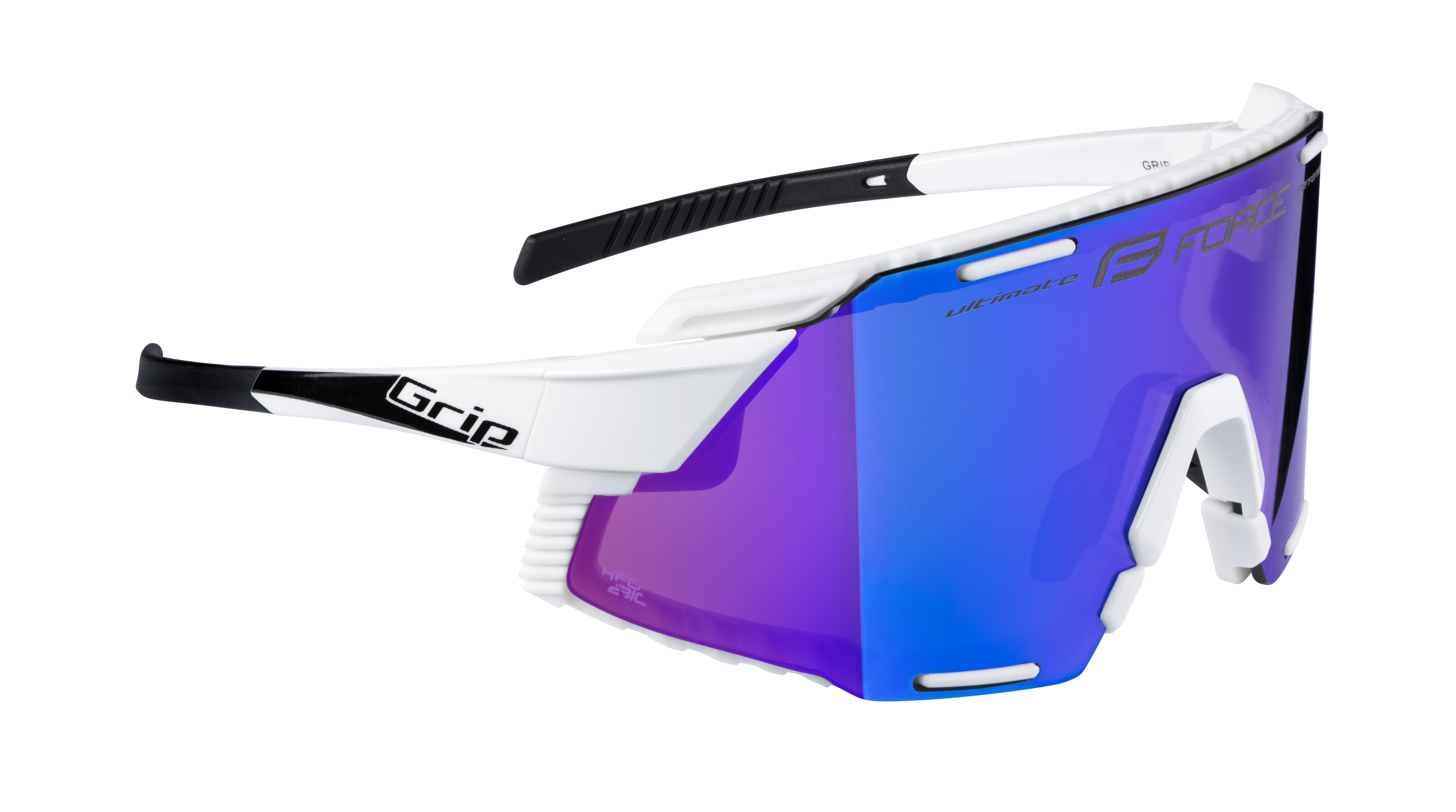 brýle FORCE GRIP bílé, modré revo sklo varianta: barva: bílá, skla: polykarbonátová, určení: cyklistické, Řada: Black line