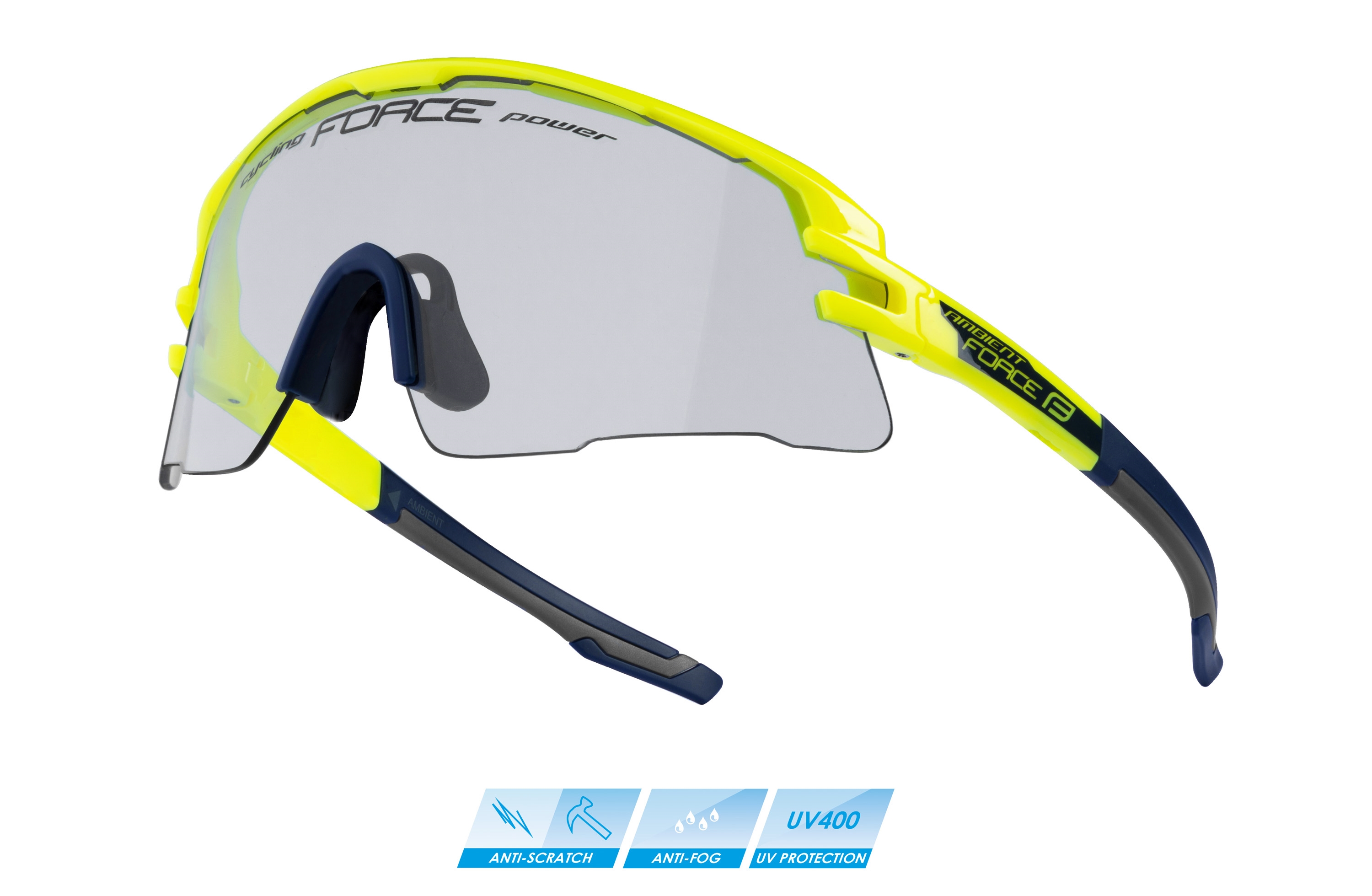 brýle FORCE AMBIENT,fluo-modré,fotochrom.sklo varianta: barva: fluo, skla: fotochromatická, určení: cyklistické, Řada: Black line