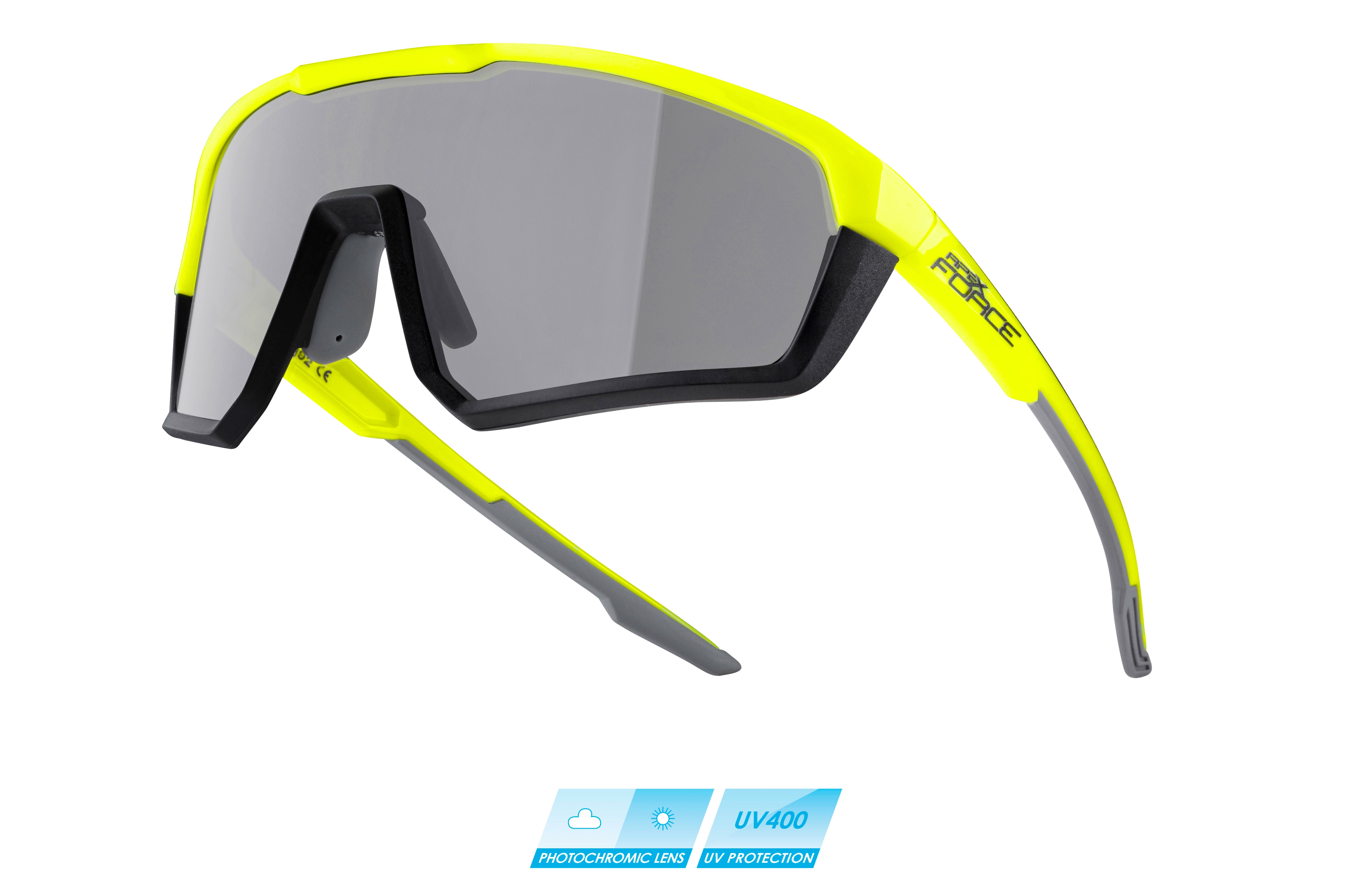 brýle FORCE APEX, fluo-černé, fotochromatické sklo varianta: barva: fluo, skla: fotochromatická, určení: cyklistické, Řada: Black line