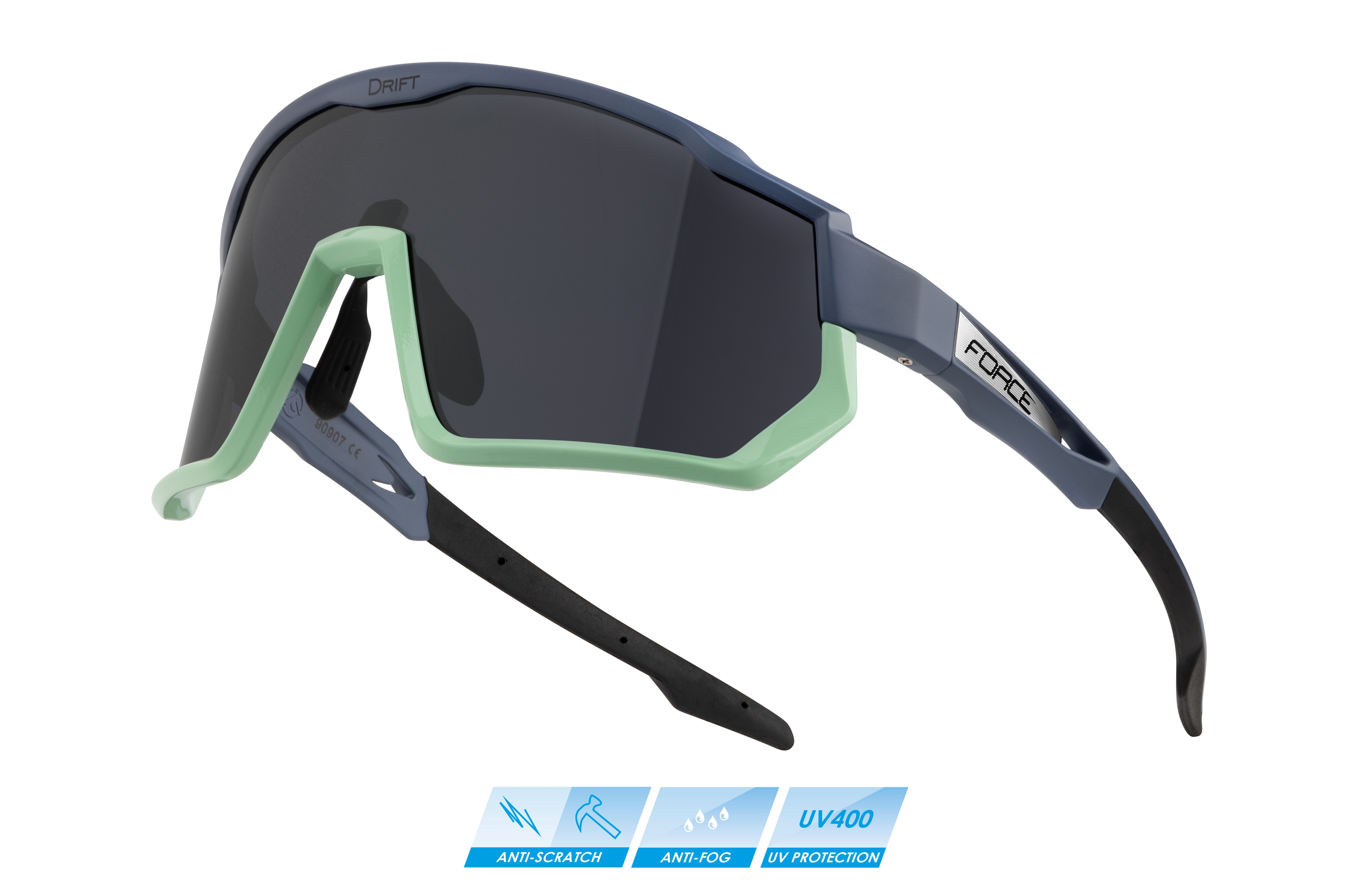 FORCE brýle F DRIFT stormy blue-mint,černé kontrast.sklo varianta: barva: černá, skla: kontrastní, určení: cyklistické, Řada: Black line