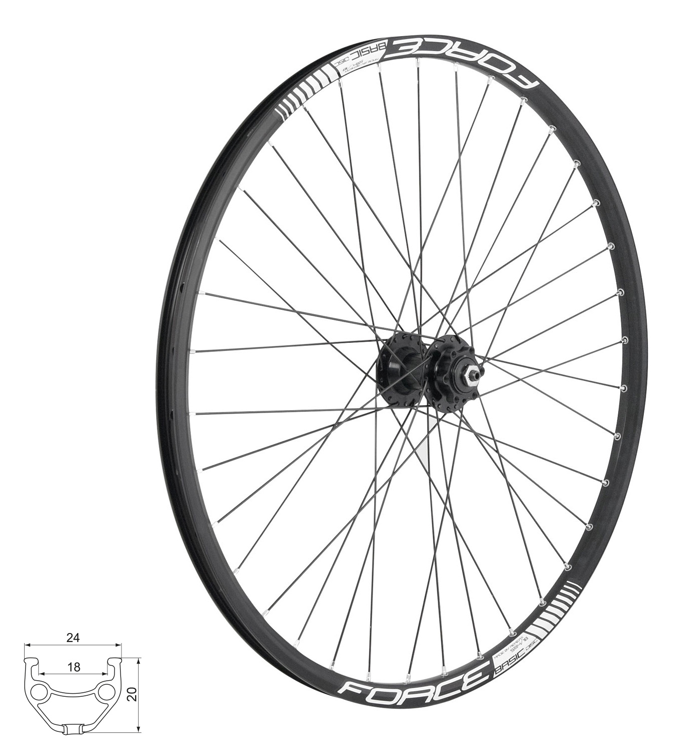 kolo přední FORCE BASIC DISC 584x19 F804342-6d 32d varianta: materiál: hliník, použití: Přední, rozměr: 27,5 palců, typ brzdy: disková, typ ráfku: pláštový