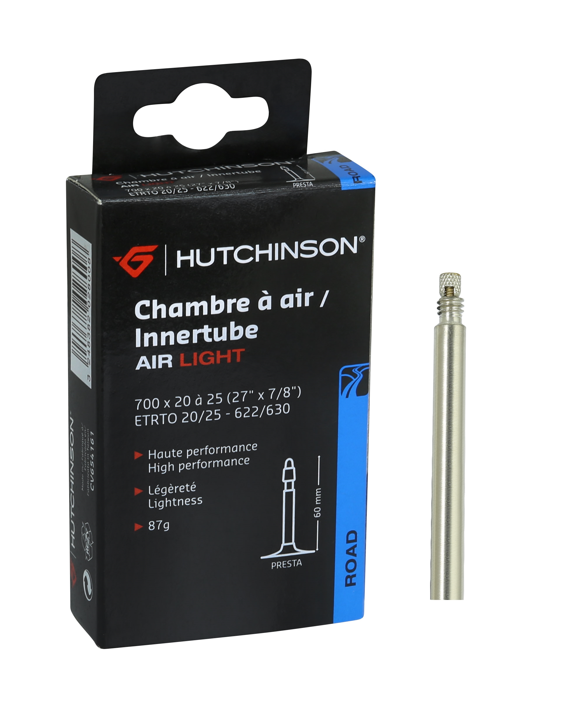 HUTCHINSON duše HUTCH. 700x20/ 25 FV 60mm AIR LIGHT, krabička Typ: light, rozměr: 28 palců, ventilek: FV - galuskový