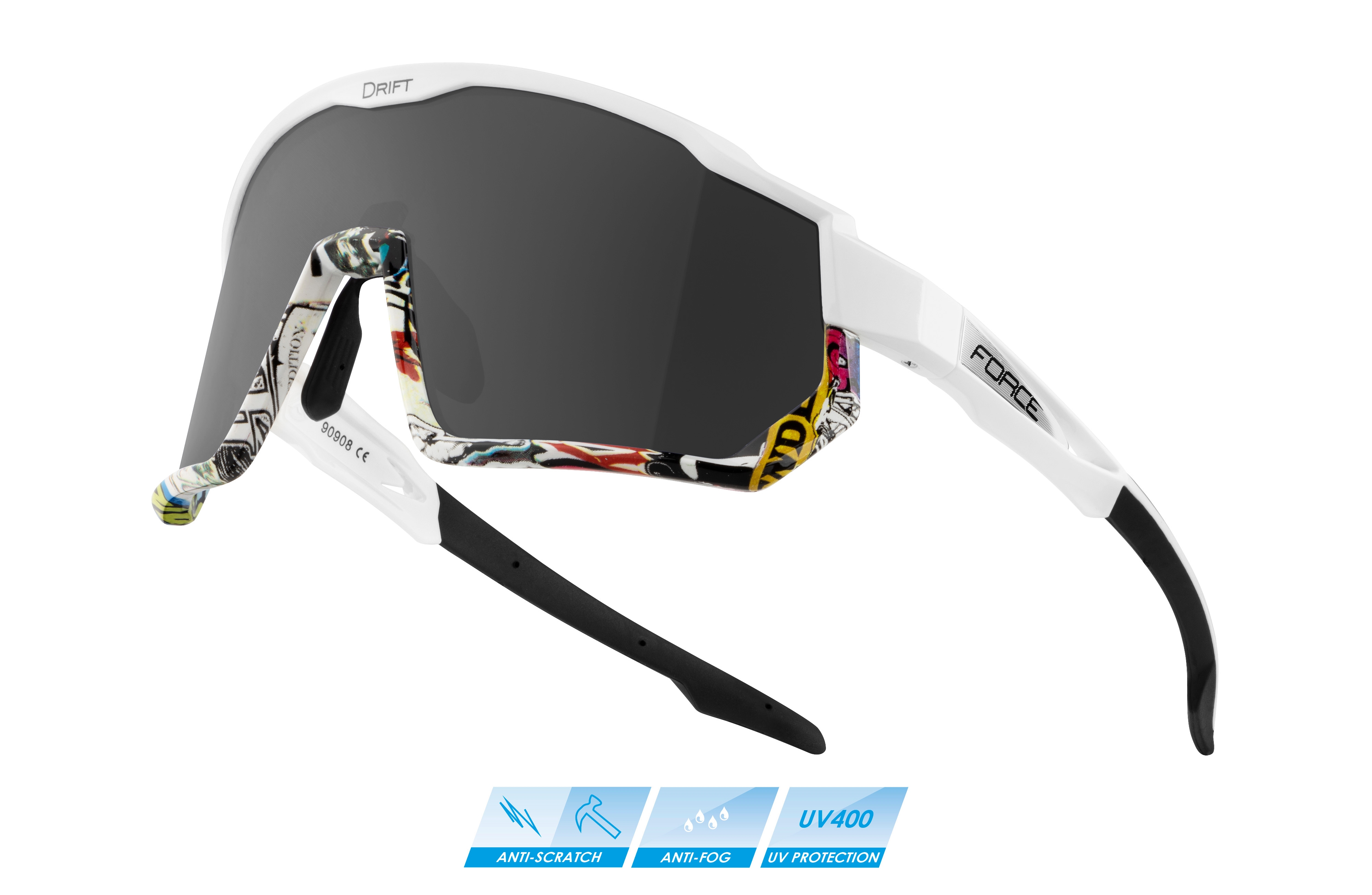 brýle FORCE DRIFT bílo-vivid,černé kontrast.sklo varianta: barva: bílá, skla: kontrastní, určení: cyklistické, Řada: Black line