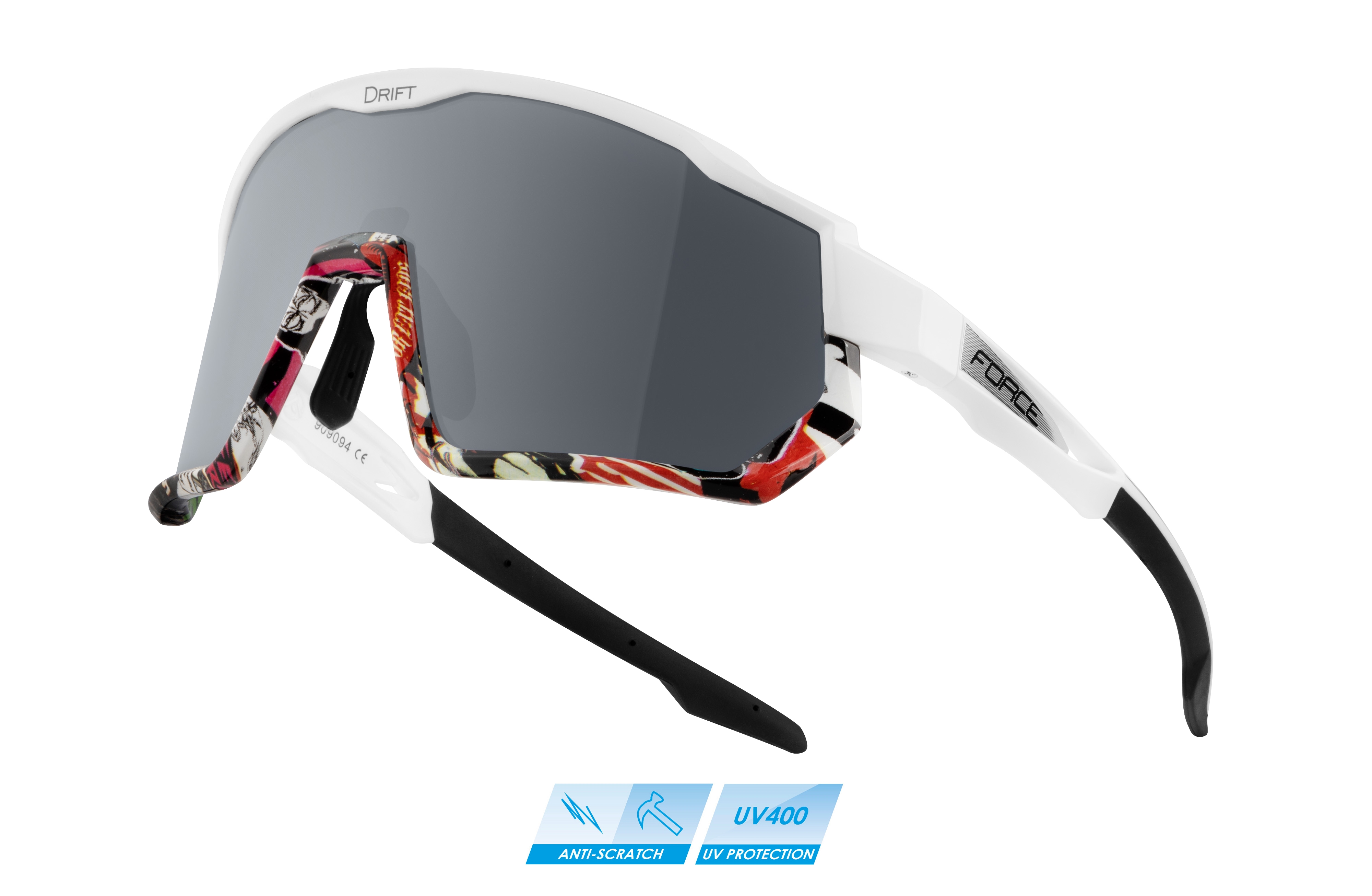 brýle FORCE DRIFT bílo-vivid,šedé polarizační sklo varianta: barva: bílá, skla: polykarbonátová, určení: cyklistické, Řada: Black line
