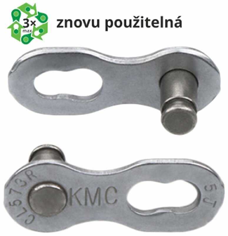 spojka řetězu KMC 7/8R EPT povrch, šedý 7,3 mm, 2 ks na blistru, cena za balení