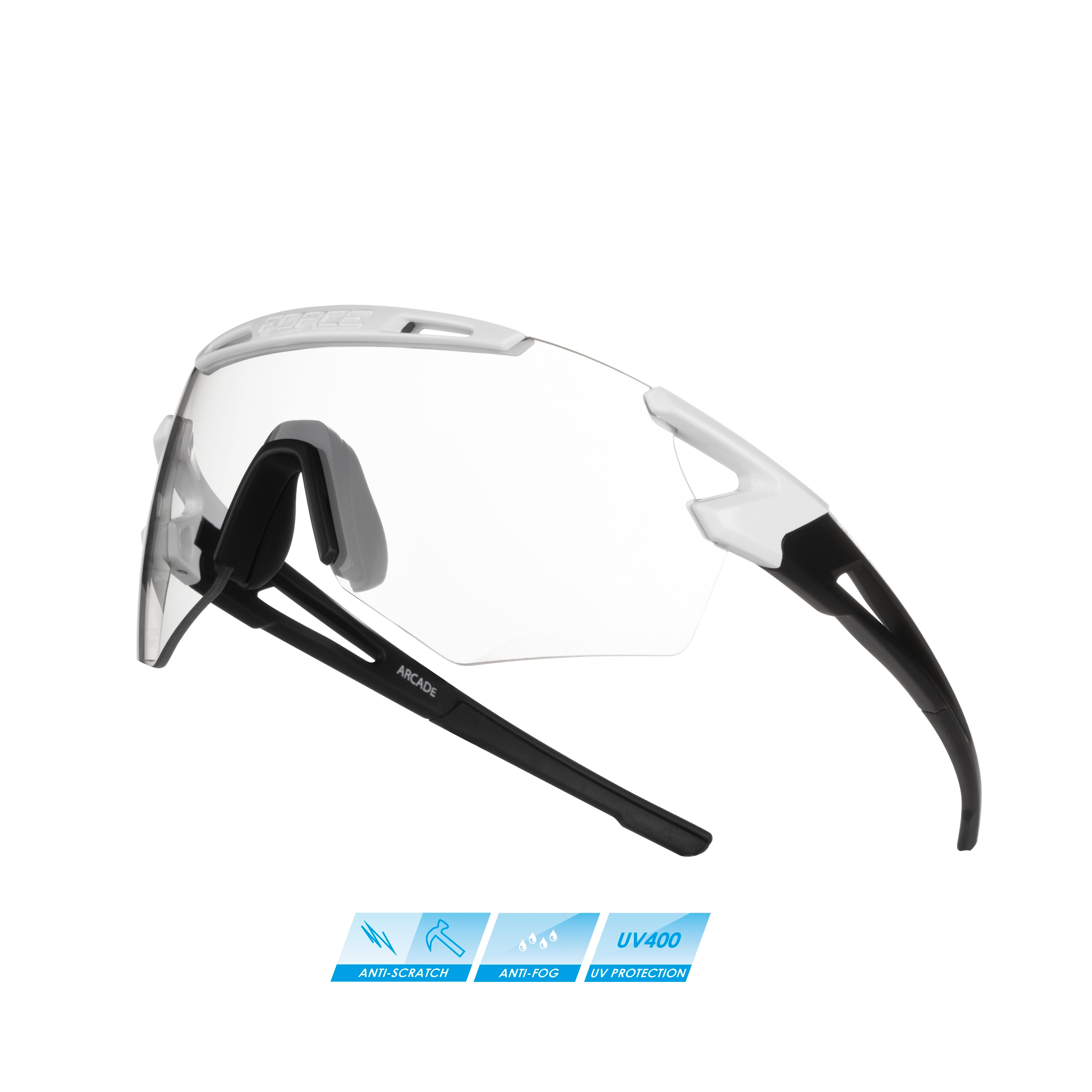 FORCE brýle F ARCADE,bílo-černé, fotochromatická skla varianta: barva: černá, skla: fotochromatická, určení: cyklistické, Řada: Black line