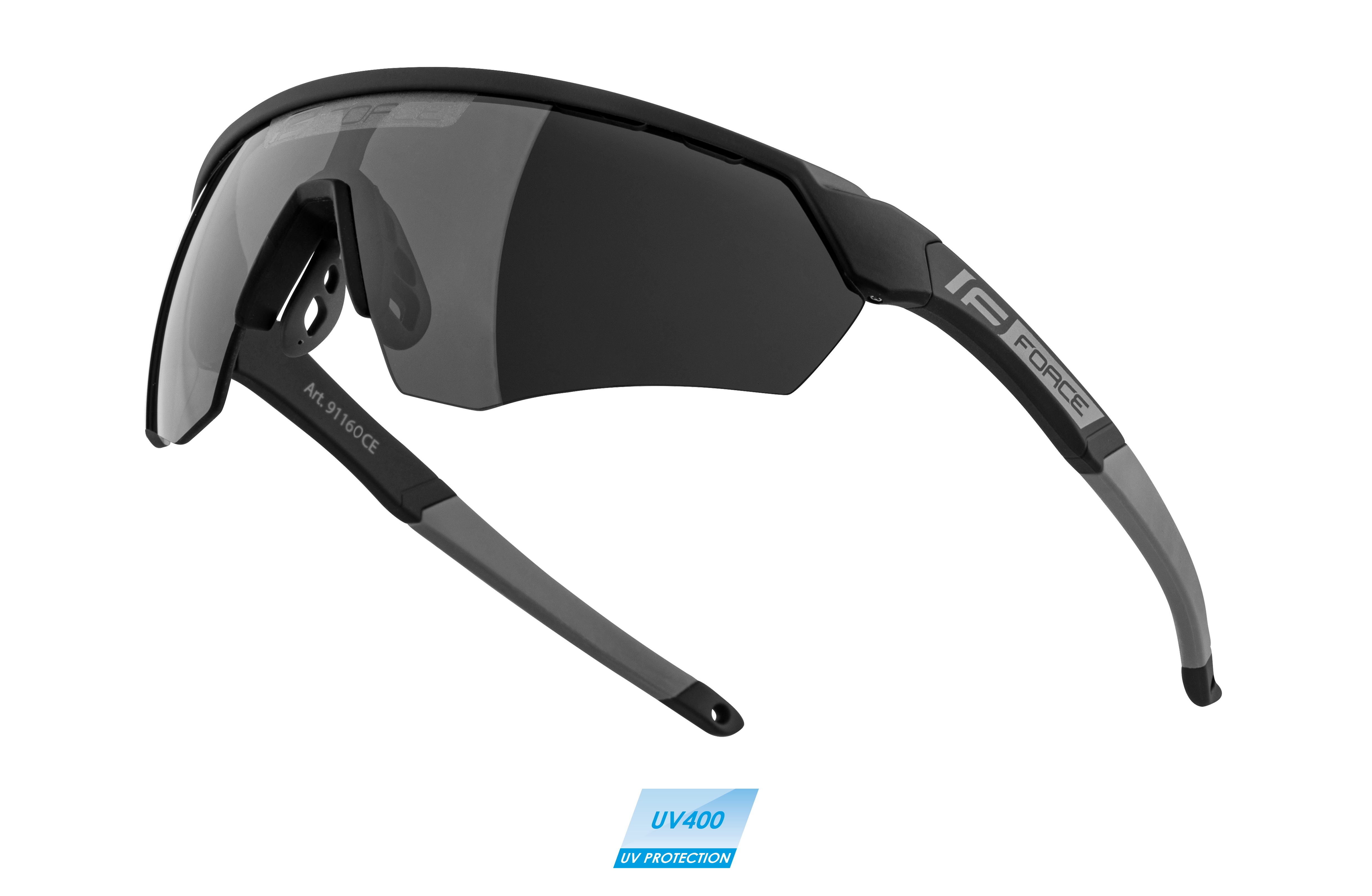 brýle FORCE ENIGMA černo-šedé mat., černé sklo varianta: barva: černá, skla: polykarbonátová, určení: cyklistické, Řada: Black line