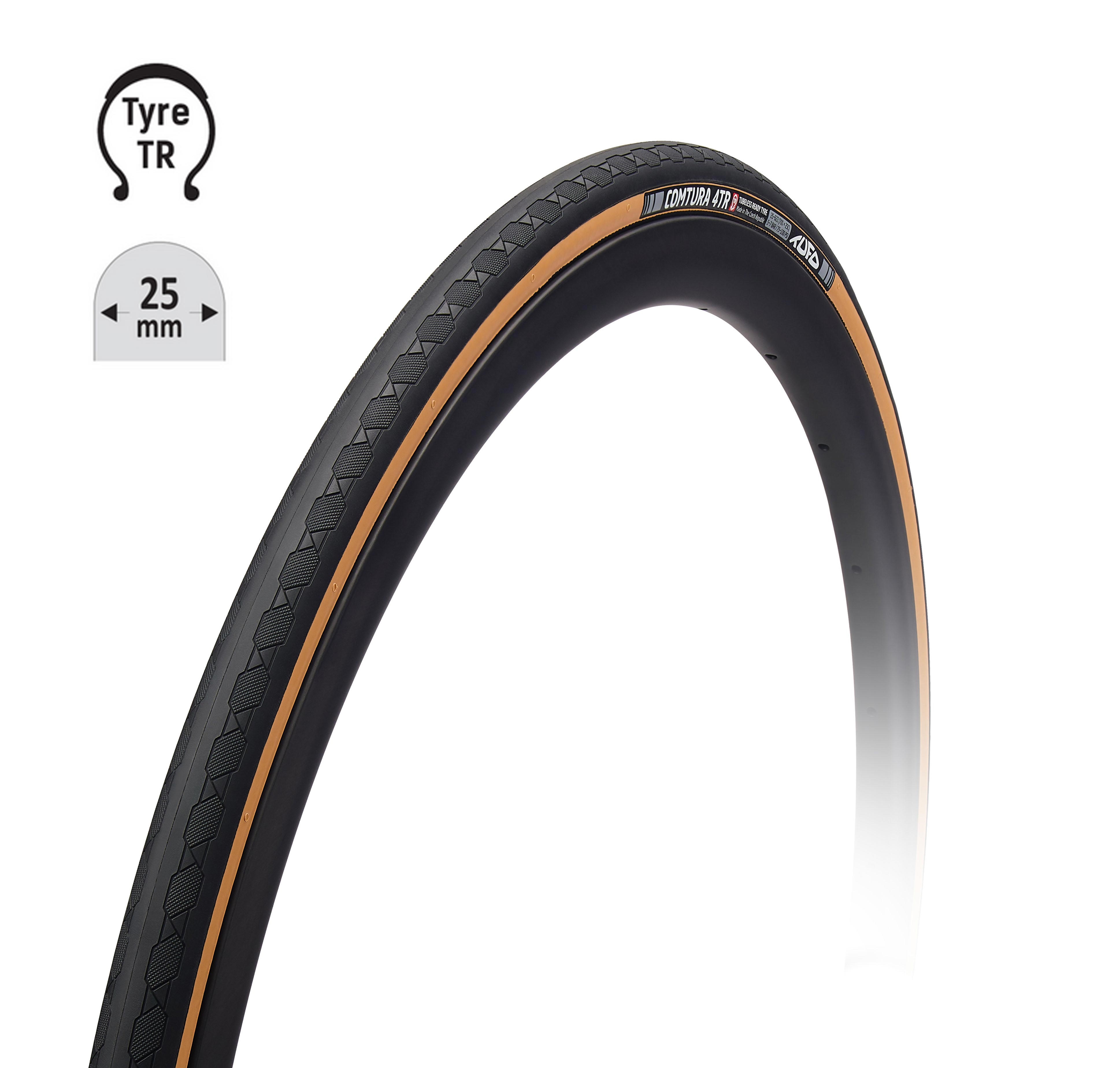 plášť TUFO Comtura 4TR25, 700x25C,kevlar,bezduš.,b Typ: Tubeless Ready, rozměr: 700C, použití: Road