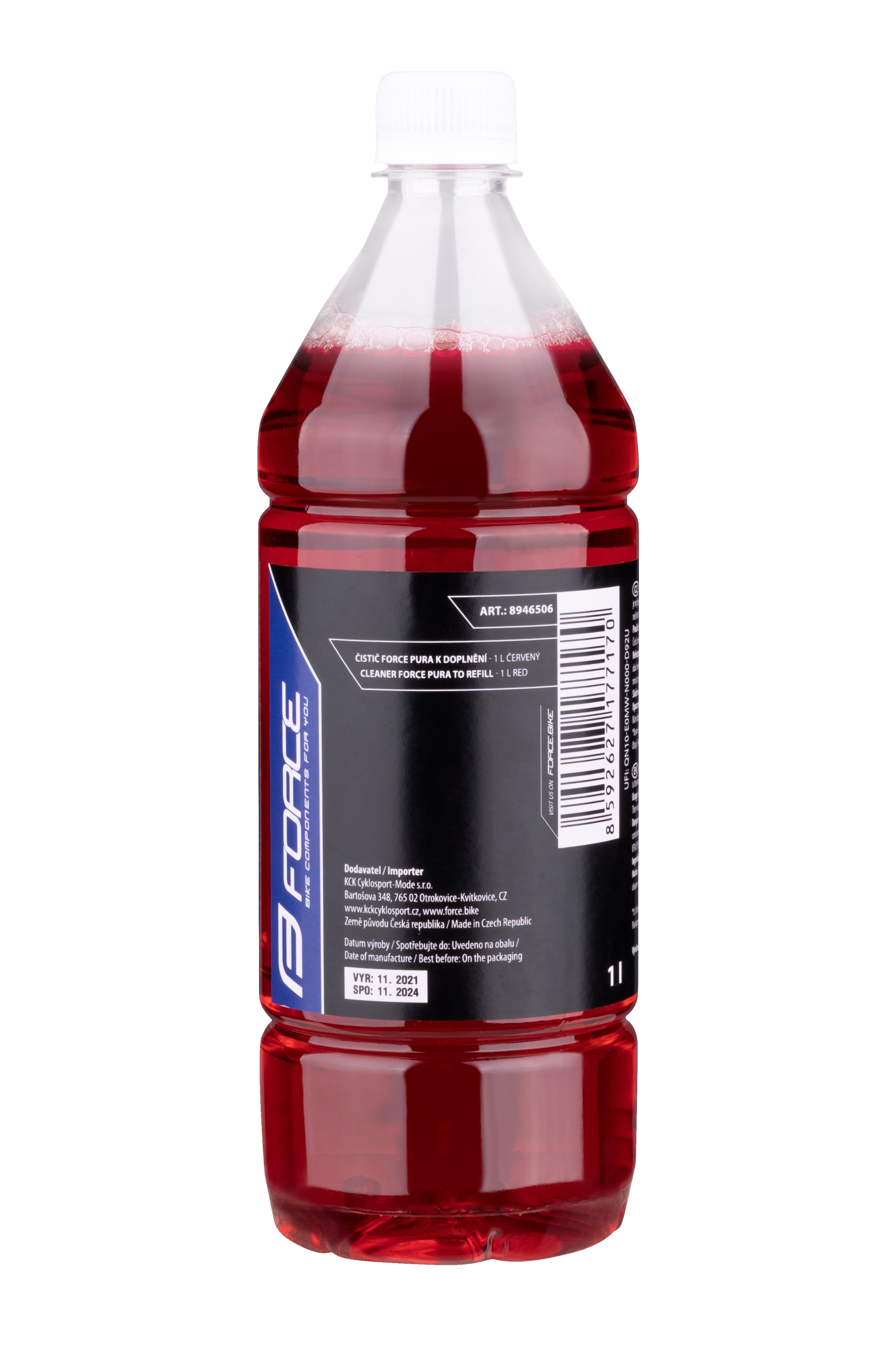 čistič FORCE PURA k doplnění - 1l -červený, cherry