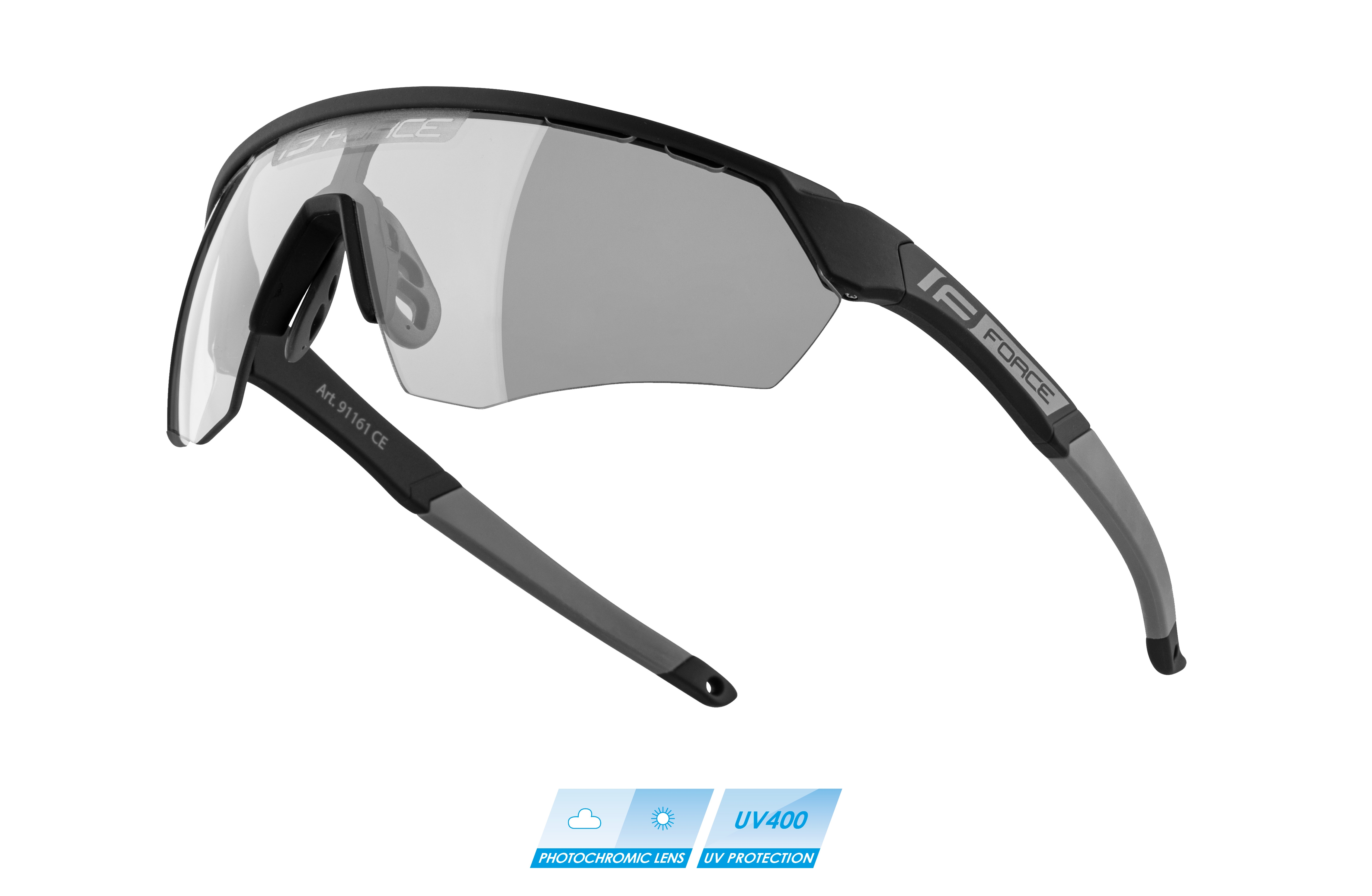 brýle FORCE ENIGMA černo-šedé mat.,fotochrom. sklo varianta: barva: černá, skla: fotochromatická, určení: cyklistické, Řada: Black line
