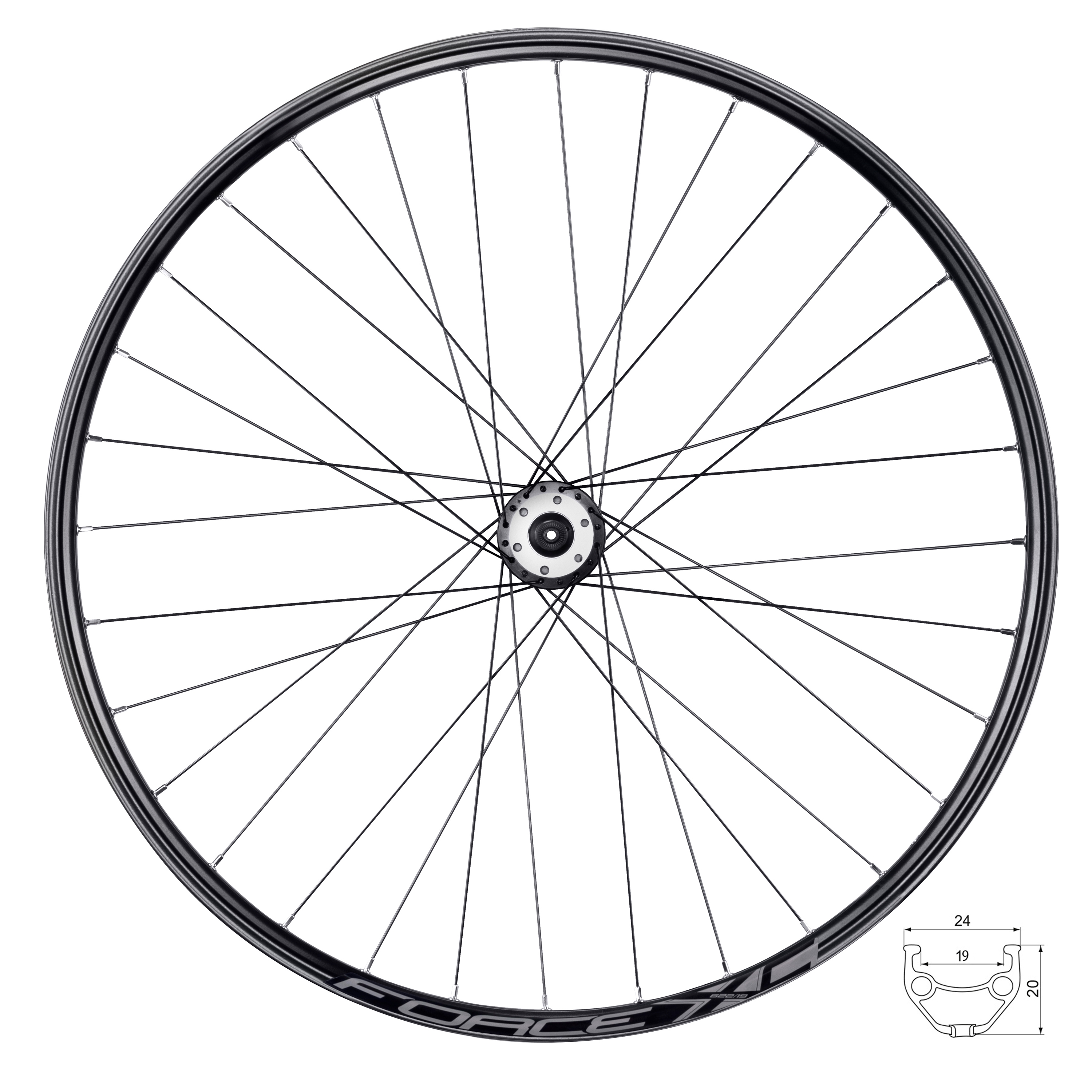 kolo zadní FORCE XC DISC 622x19 F80451-6d 32d varianta: materiál: hliník, použití: Zadní, rozměr: 29 palců, typ brzdy: disková, typ ráfku: pláštový