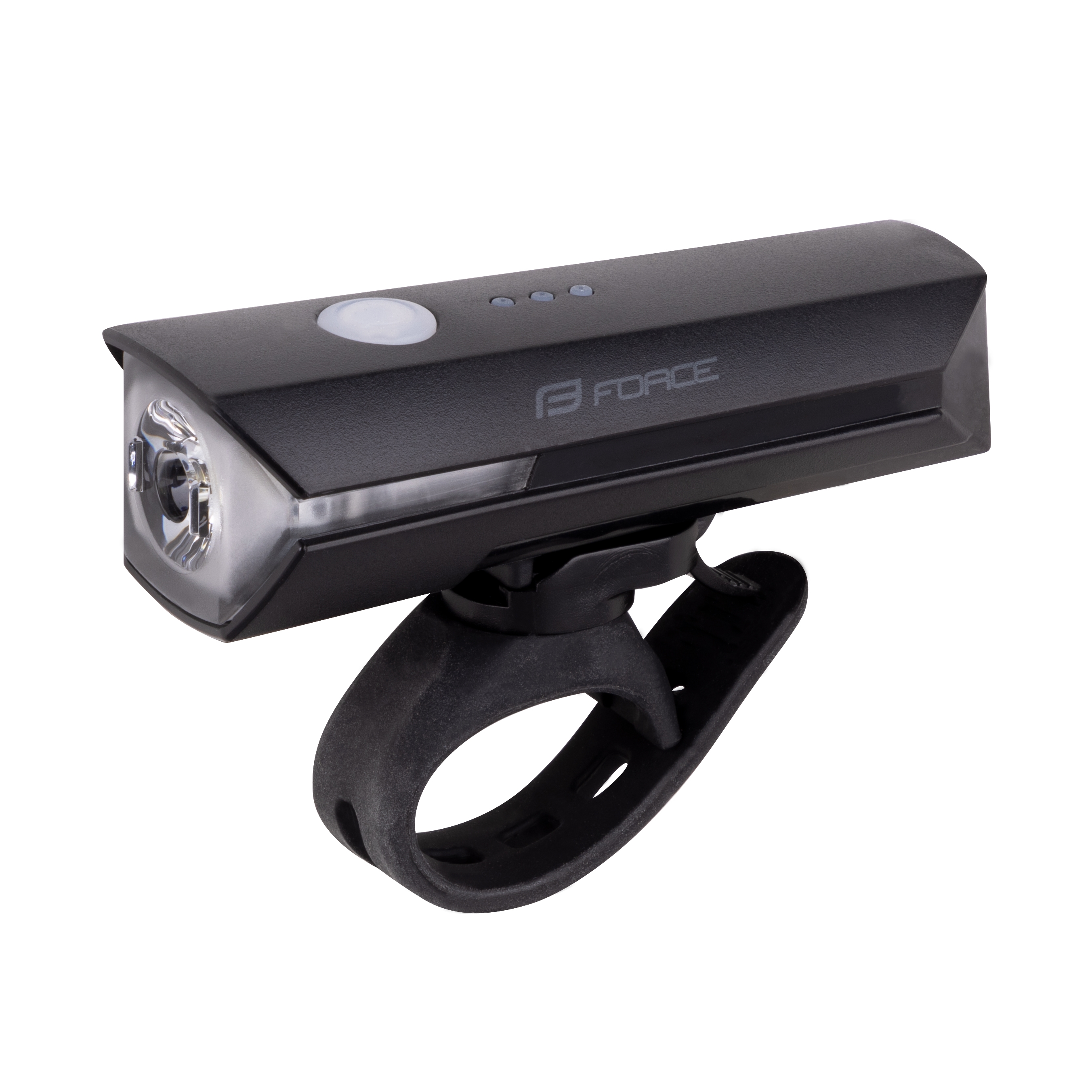 světlo přední FORCE FLUX 550LM USB, černé umístění: Přední, baterie: USB dobíjecí, svítivost: větší než 400LM