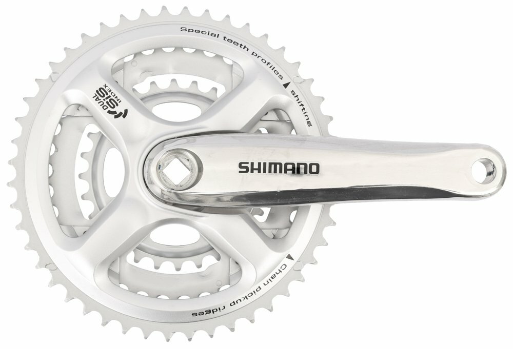 kliky SHIMANO FC-M191-S 170mm 48-38-28 zubů, stříbrné, bez krytu, 8 speed, pro osu čtyřhran Barva: stříbrná