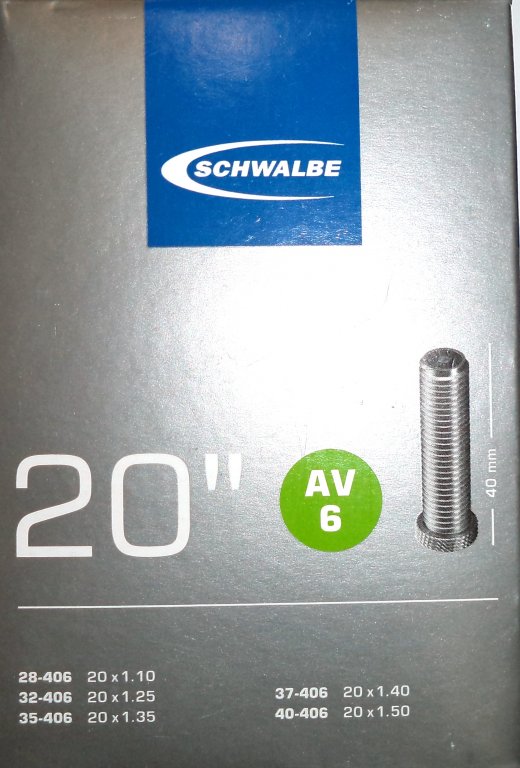 duše SCHWALBE AV6 20"x1.10-1.50 (28/40-406) AV/40mm