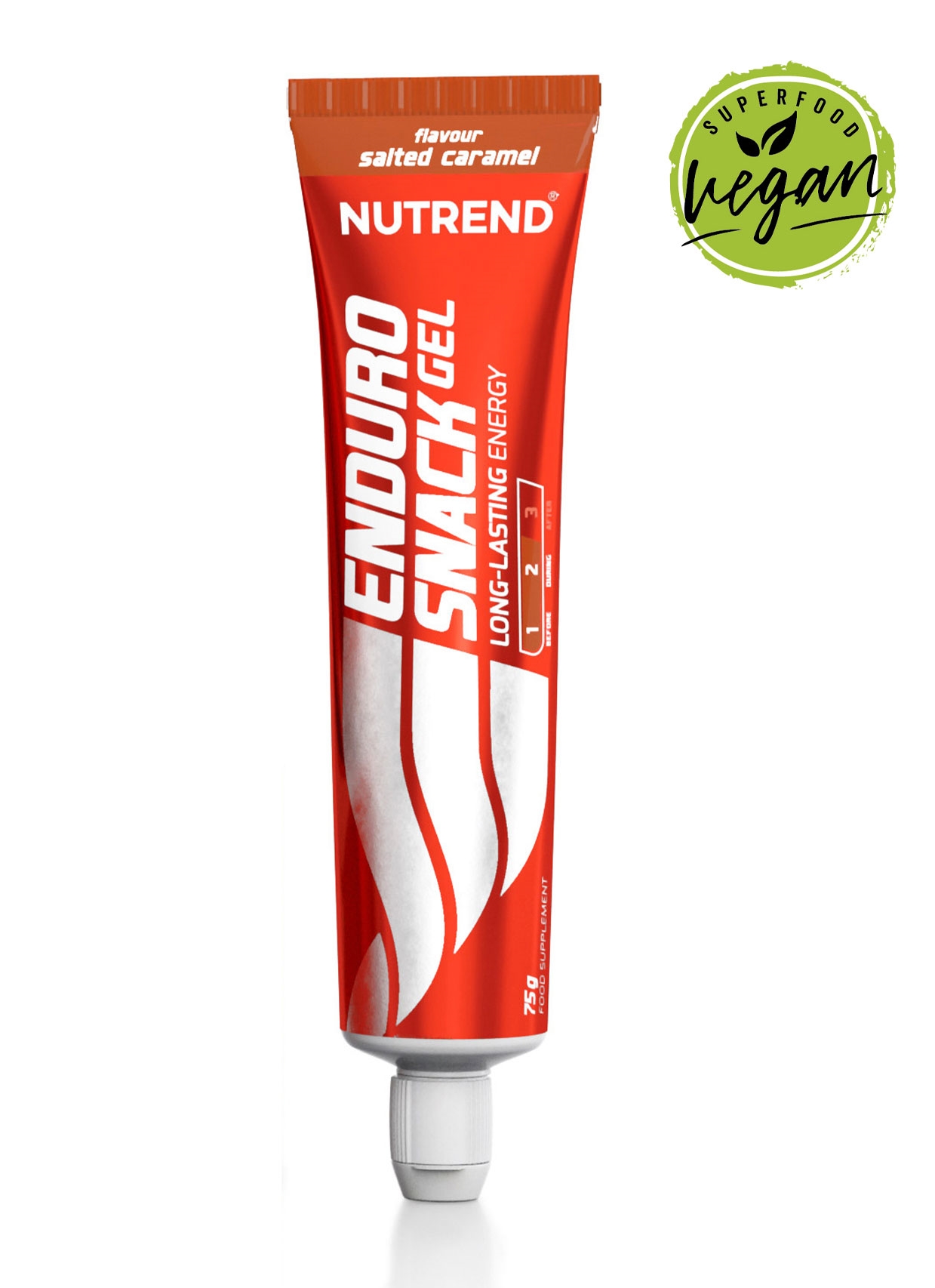 NUTREND ENDUROSNACK gel, tuba, 75g slaný karamel Typ: energie a sacharidy, určení: doplnění energie, použití: před výkonem