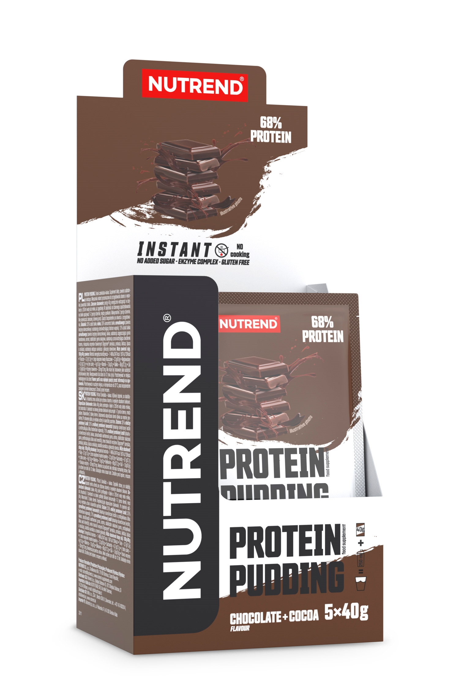 NUTREND PROTEIN Pudding 5x 40 g, čokoláda+kakao Typ: sypké, určení: nabírání svalů, použití: ostatní