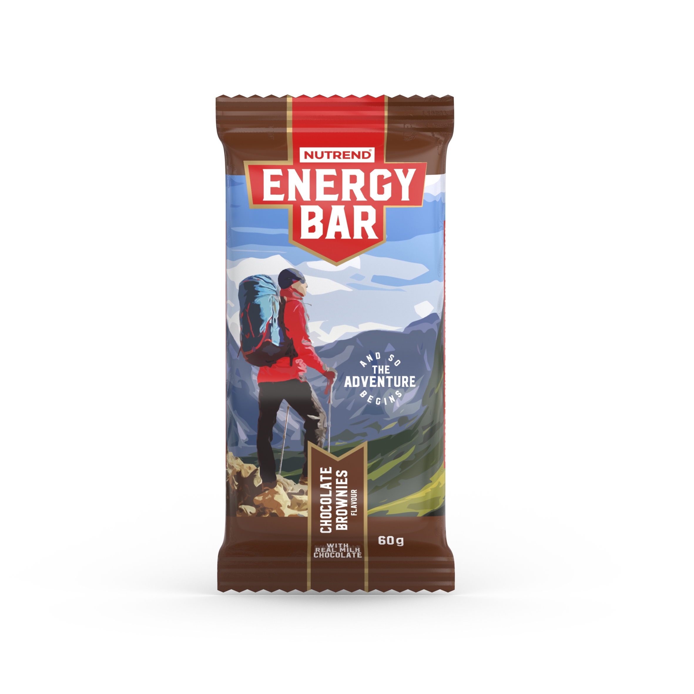 NUTREND tyčinka ENERGY BAR, 60g, čokoládové brownies Typ: tyčinky, určení: doplnění energie, použití: během výkonu
