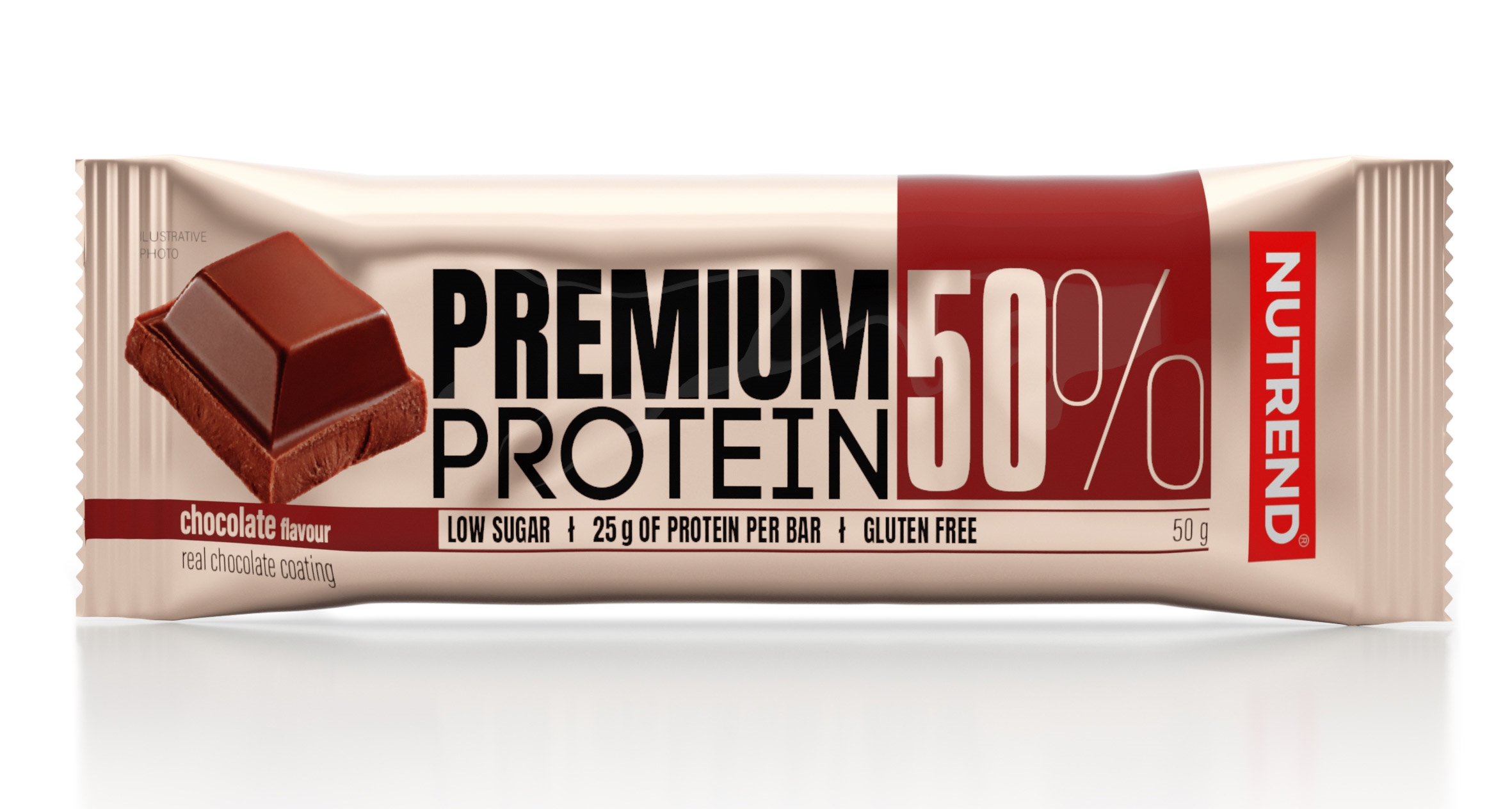 NUTREND tyčinka PREMIUM PROTEIN 50 BAR 50 g čokoláda Typ: tyčinky, určení: nabírání svalů, použití: ostatní