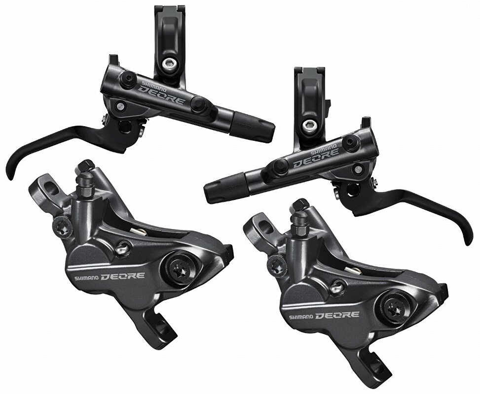 brzda kotoučová SHIMANO Deore M6120 čtyřpístková přední a zadní komplet bez kotoučů, (zadní J-kit)