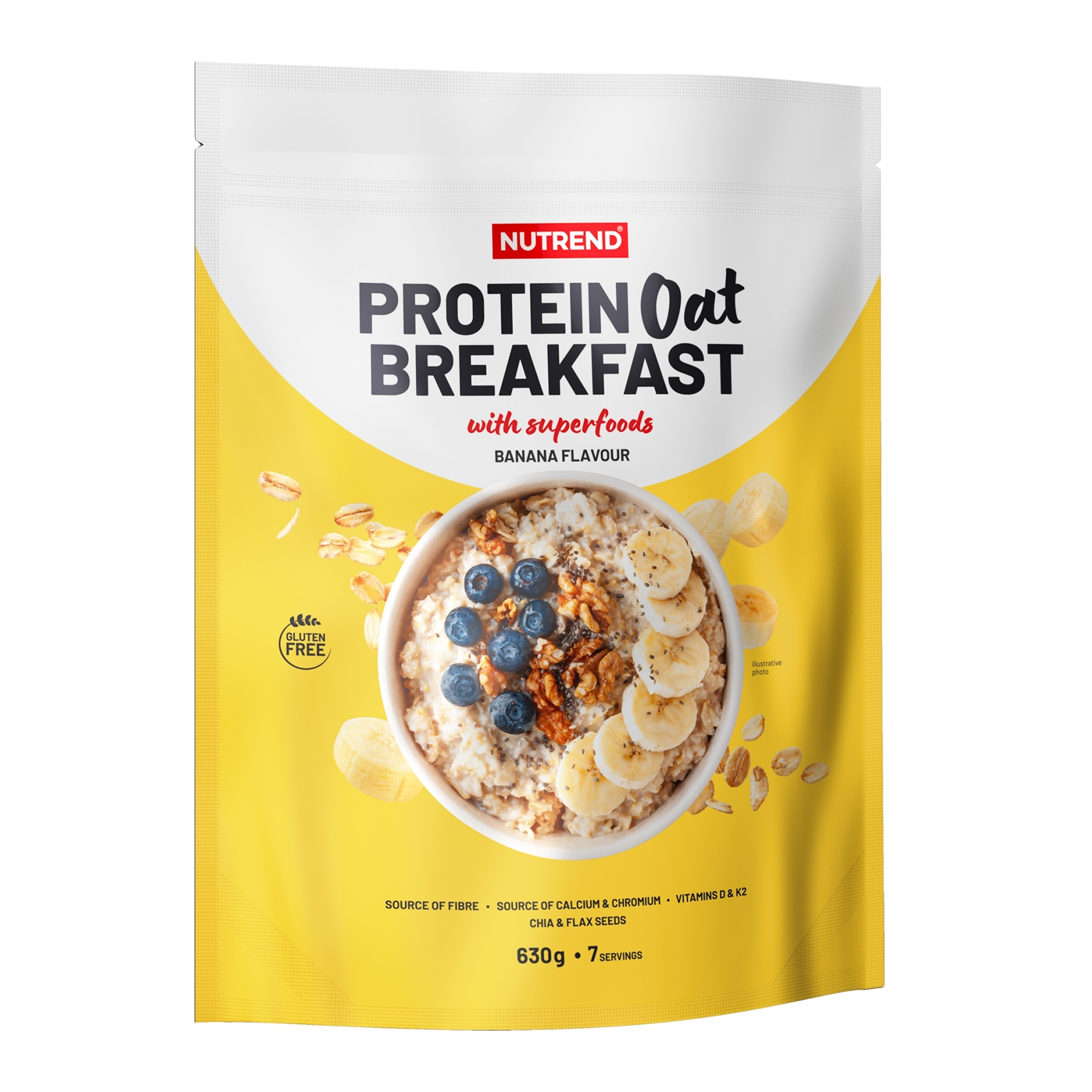 NUTREND Protein Oat Breakfast, sáček, 630 g banán Typ: sypké, určení: doplnění energie, použití: před výkonem
