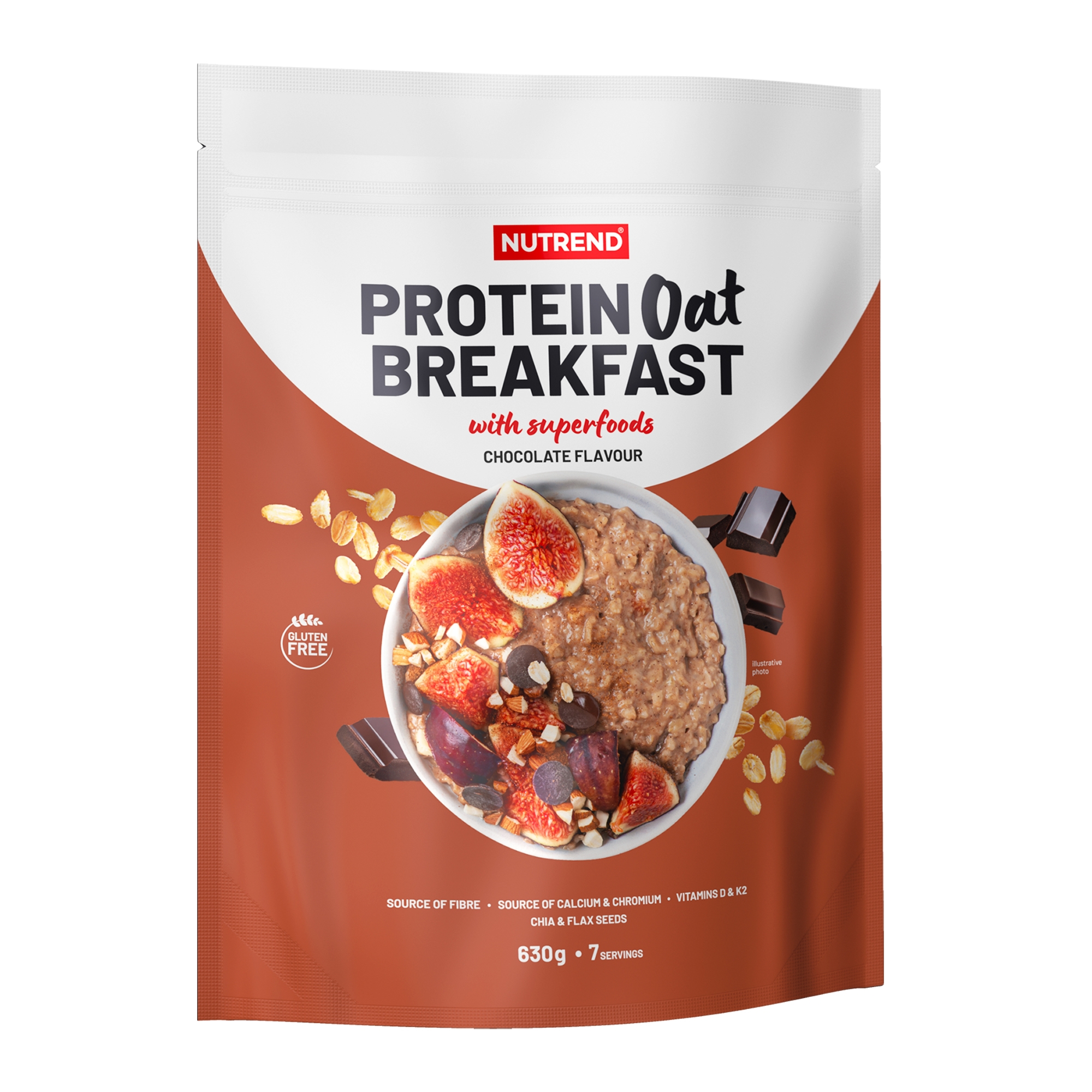 NUTREND Protein Oat Breakfast, sáček, 630 g čokoláda Typ: sypké, určení: doplnění energie, použití: před výkonem