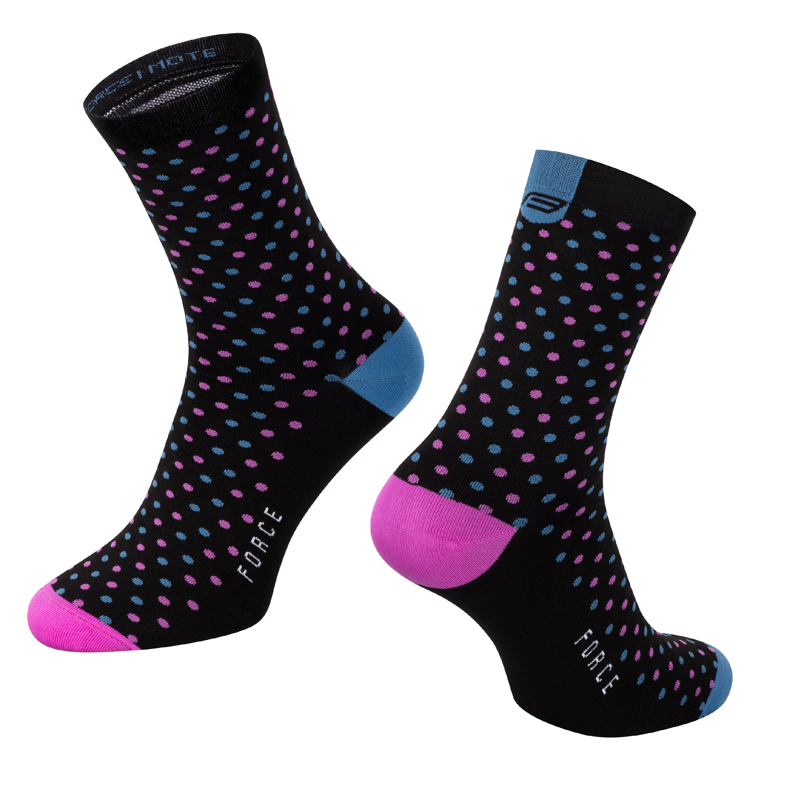 ponožky FORCE MOTE, černo-modro-růžové S-M/36-41 varianta: barva: modrá, určení: cyklistické, velikost: S-M, výška: 17 cm