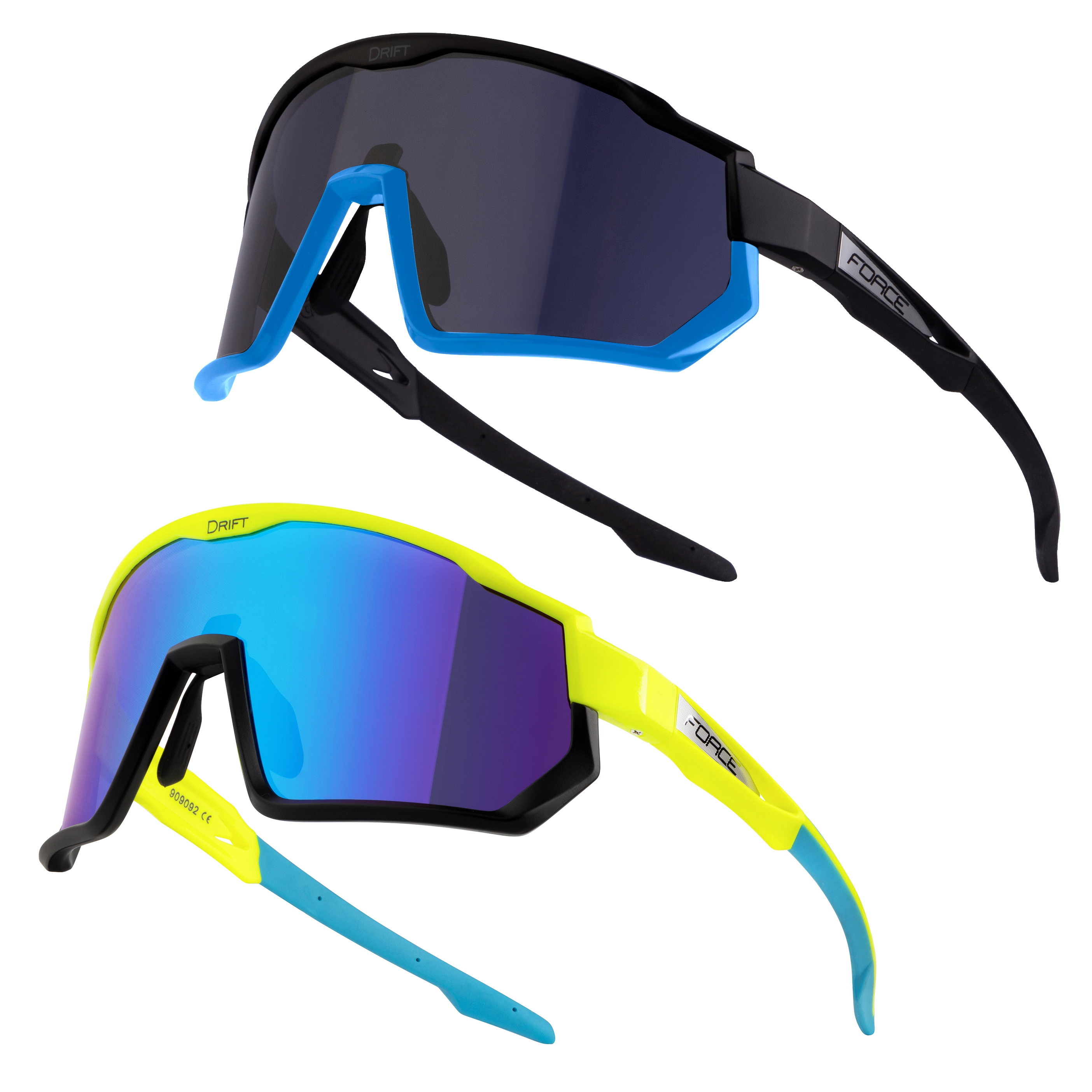 FORCE brýle F DRIFT 1x fluo+1x černé,kontrast+černé SADA Barva: Fluo, určení: cyklistické, skla: kontrastní