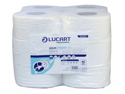 Toaletní papír LUCART Aquastream 150, bílý, 2-vrstvý, jumbo role, 150 m