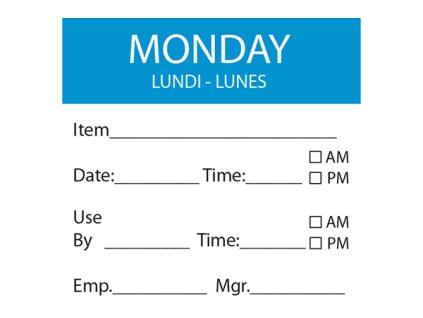 50mm Day Label MONDAY