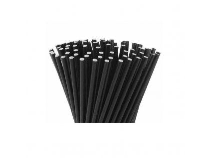 Papírové brčko černé, 200x8mm (100ks)