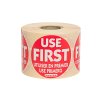 Red Use First Label – 50mm Round