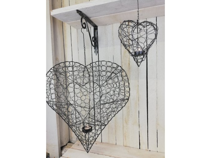 Závěsné drátěné srdce na svíčku (Velikost výška 54cm)