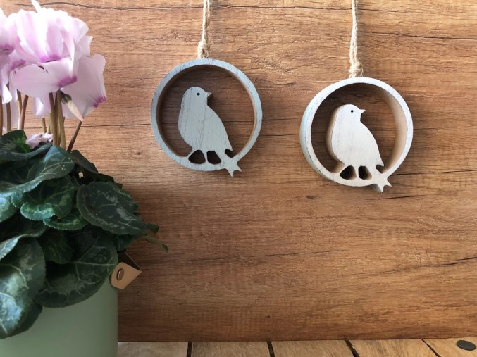 Ptáček v kruhu na zavěšení (Barva Modrá)