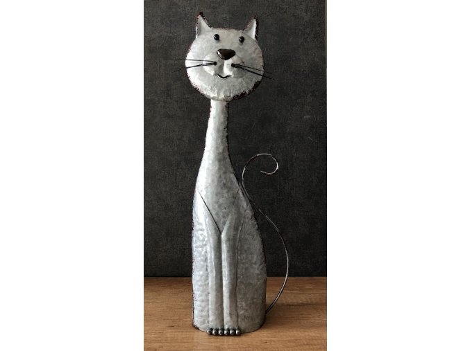 Kovová dekorace volně stojící kočky