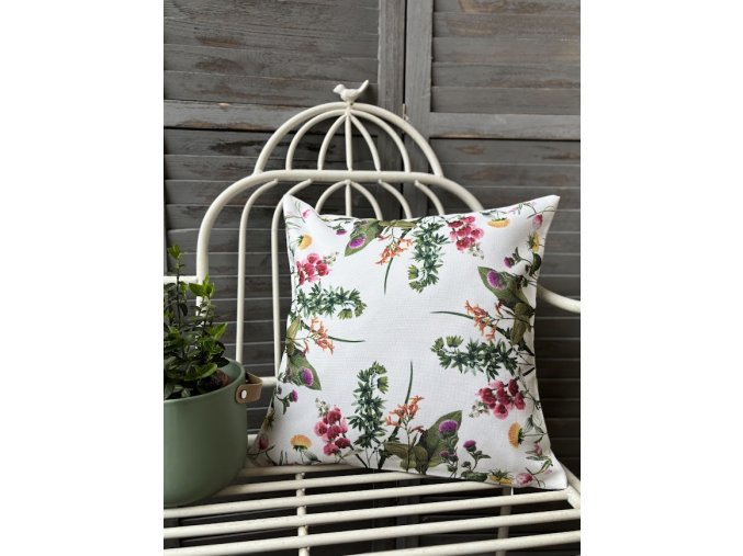 Dekorační polštář s pampeliškou a  lučním kvítím (Design Povlak s výplní)