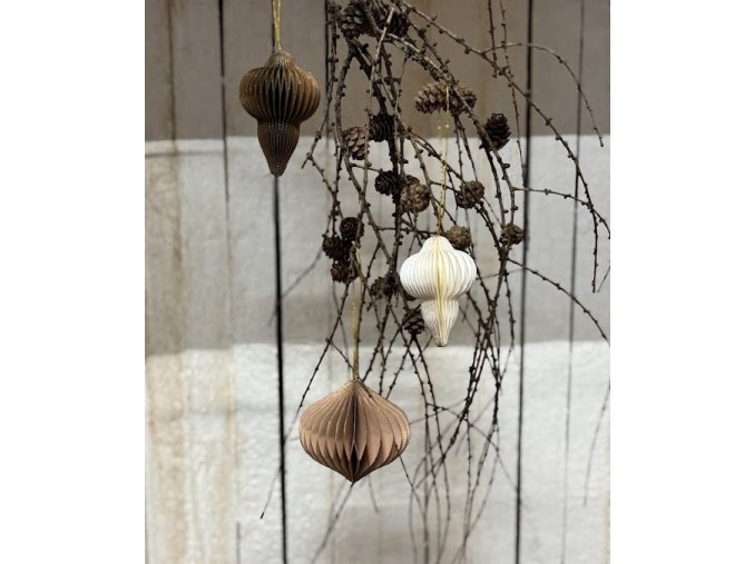 Papírové vánoční ozdoby v sadě - přírodní barvy (Velikost Velká)