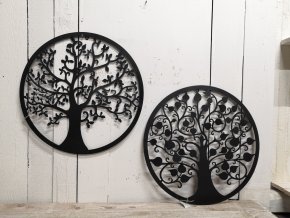 Strom života v kruhu 100cm (Design Velké lístky černé)