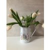 Kovové jarní dekorace na květiny - truhlík, květináč a váza
