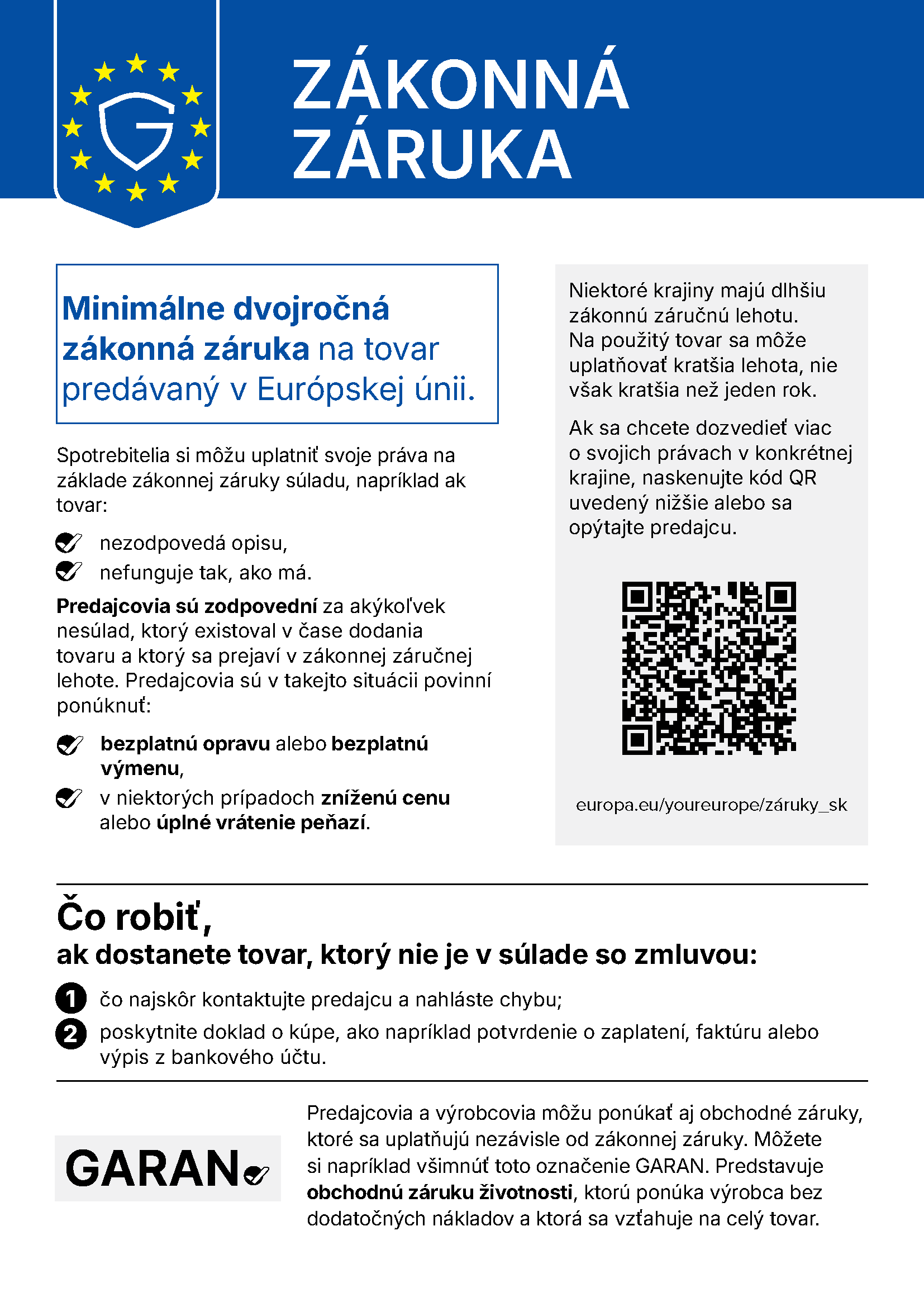 Poučenie o zákonnej záruke