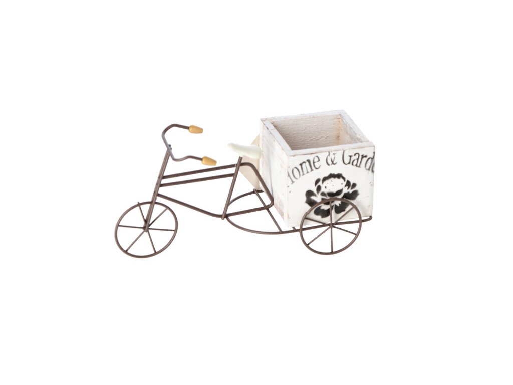 Bicykel vintage s dreveným črepníkom 24x11 cm